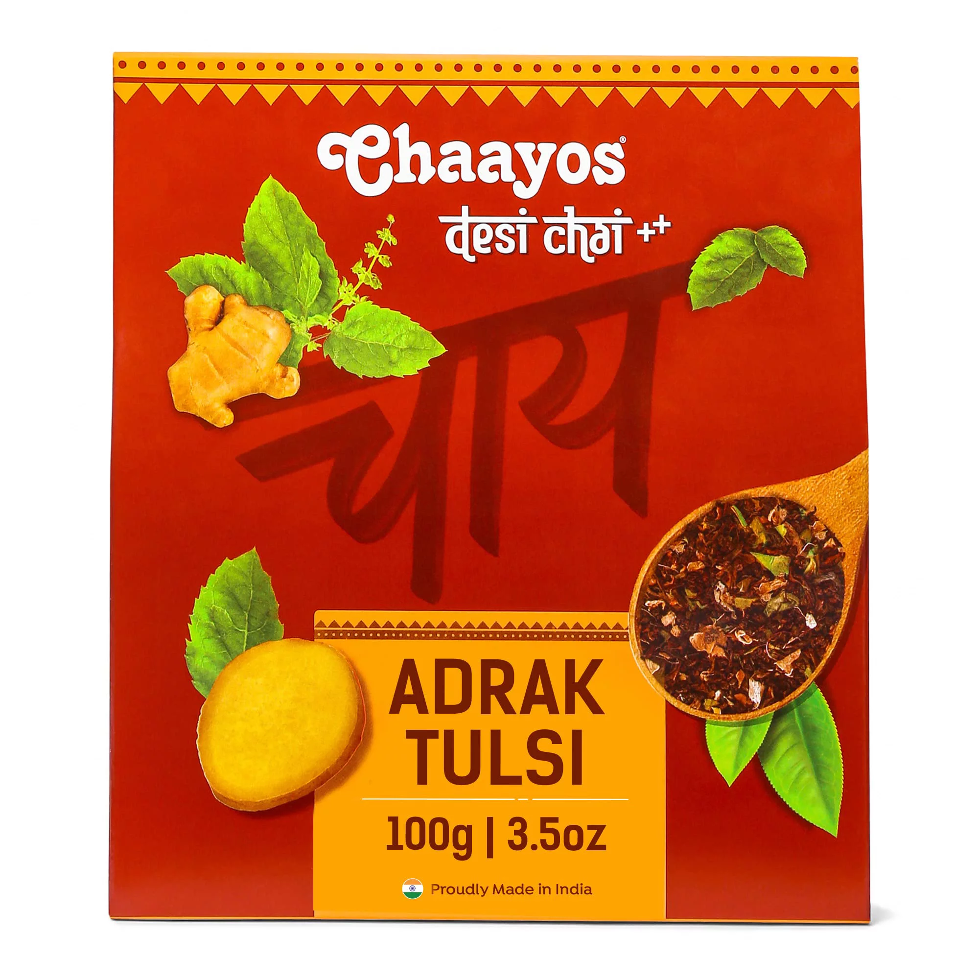 Chaayos Adrak Tulsi Tea - Immunity Boosting Chai Patti With Tulsi (Holy Basil) 100G