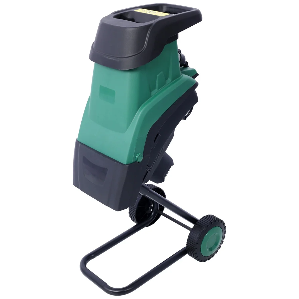Yone jx je 15Amp Electric Wood Chipper/Shredder with Wheels Electric Garden Shredder Portable Chipping Width Collection Bag, Double Sided Blade System, Auto Shut-Off Green