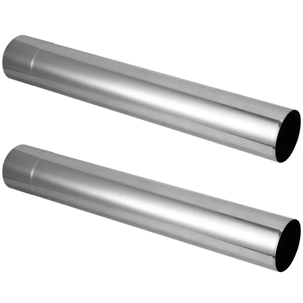 2Pcs Stove Pipes, Straight Stovepipe Extension Chimney Flues for Outdoor Stoves, Sturdy & Anti-Rust Stainless Steel Woodstove Flues, 2.36’’D x 15.75’’L