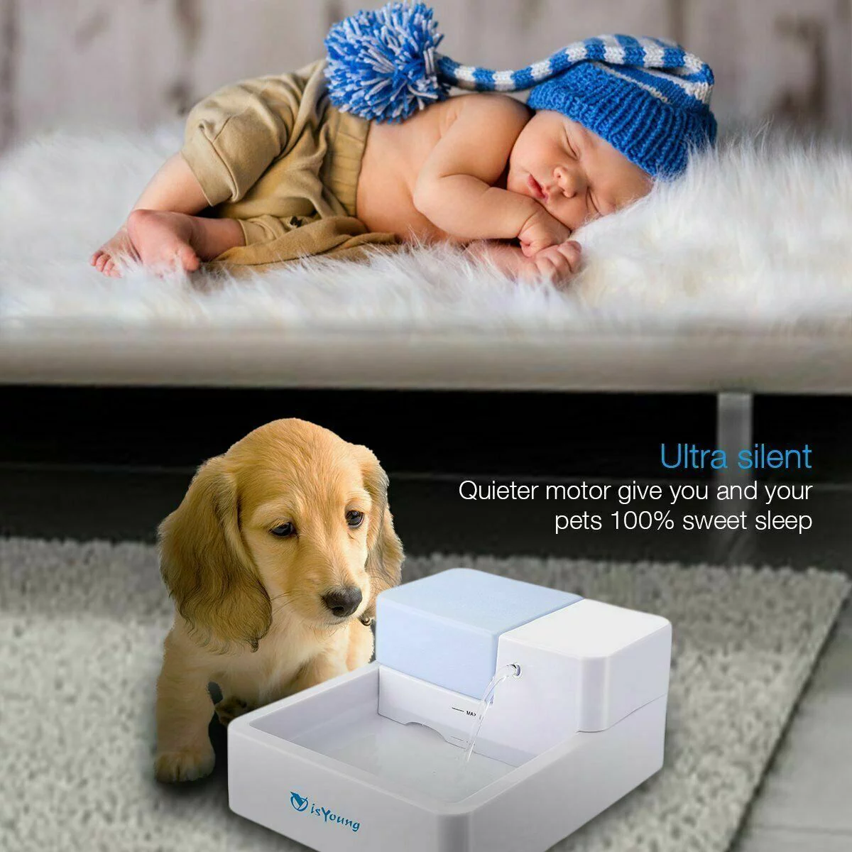 SHANNA 1.8L Automatic Pet Water Fountain Dogs Cats Drinking Bowl Water Dispenser with LED Light +UV Function