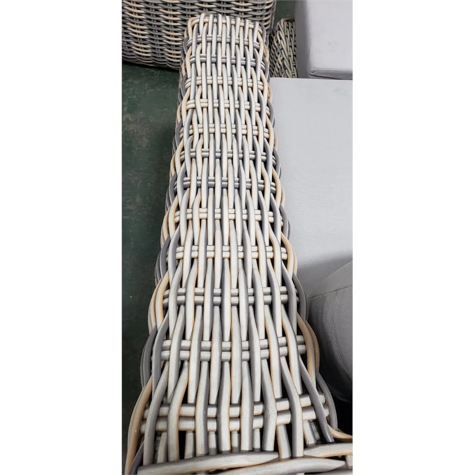 Hawaii Three-Tone Wicker Gray/Off White/Beige Sofa in Silver Gray Cushion