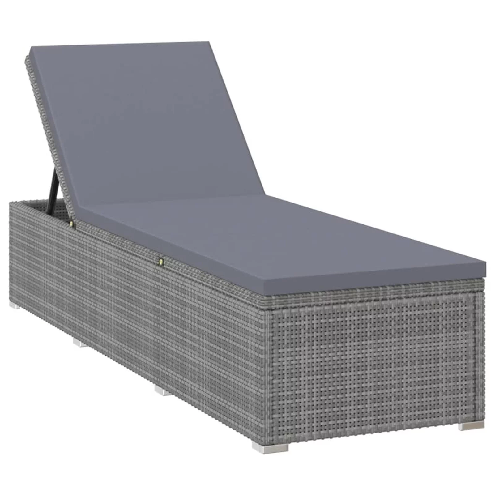 ametoys Sun Lounger with Cushion and Tea Table Poly Rattan Gray