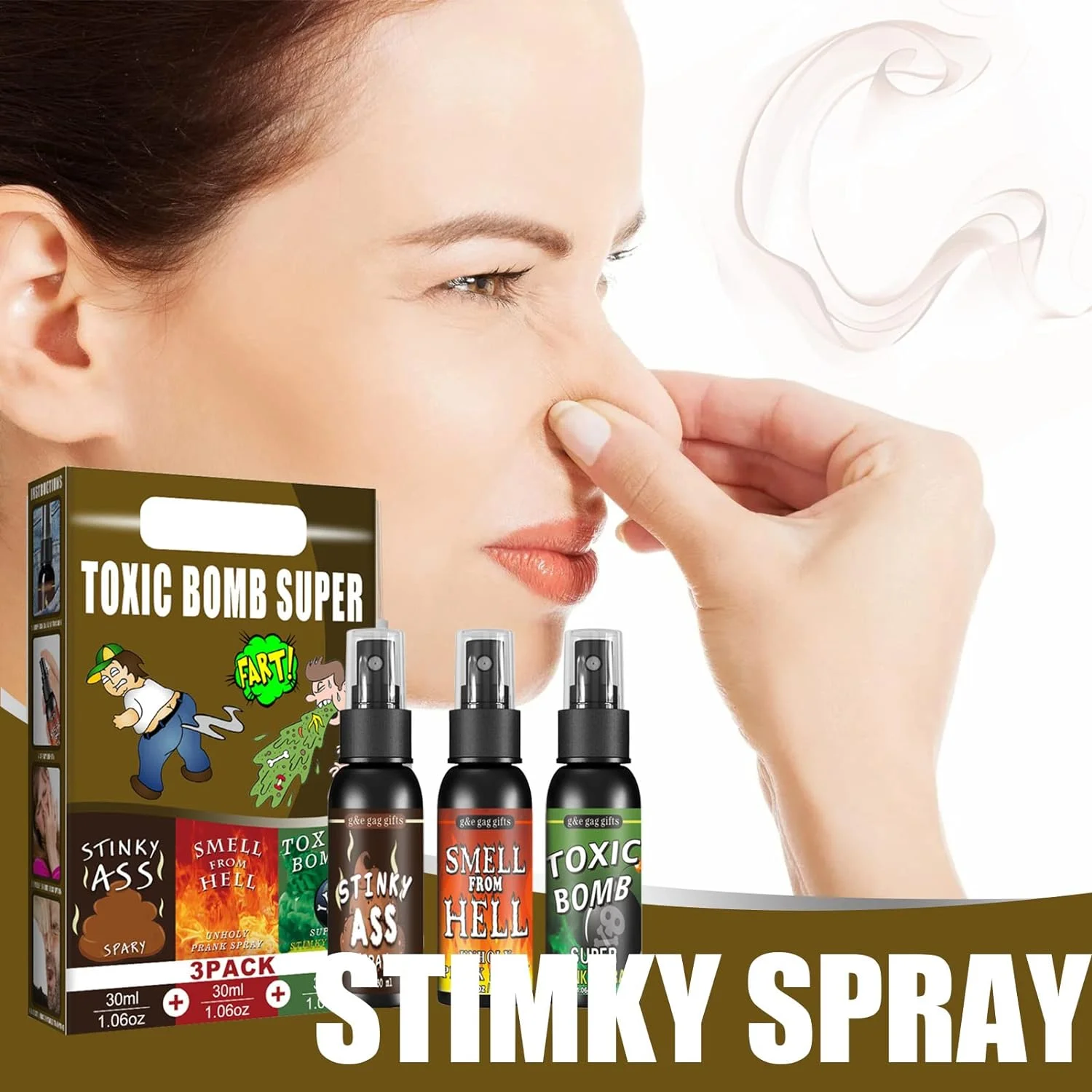 Liquid Ass: Prank Fart Spray, Gag Gift for Adults and Kids, Great for Pranks and A Good Laugh, Extra Strong Poop Spray, Non Toxic,3PCS