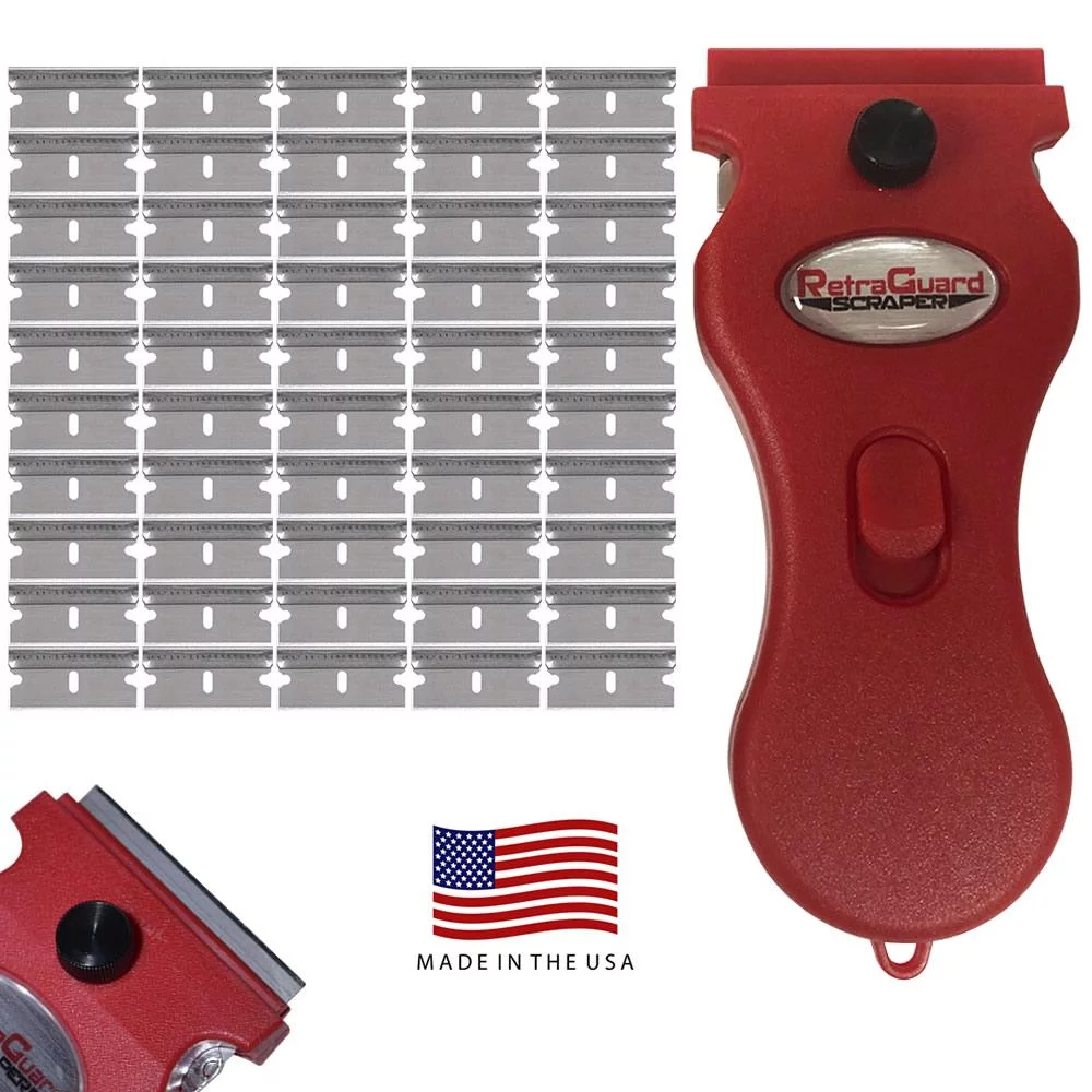 RetraGuard Cooktop + Hard Surfaces Razor Blades Scraper + 50 Blades