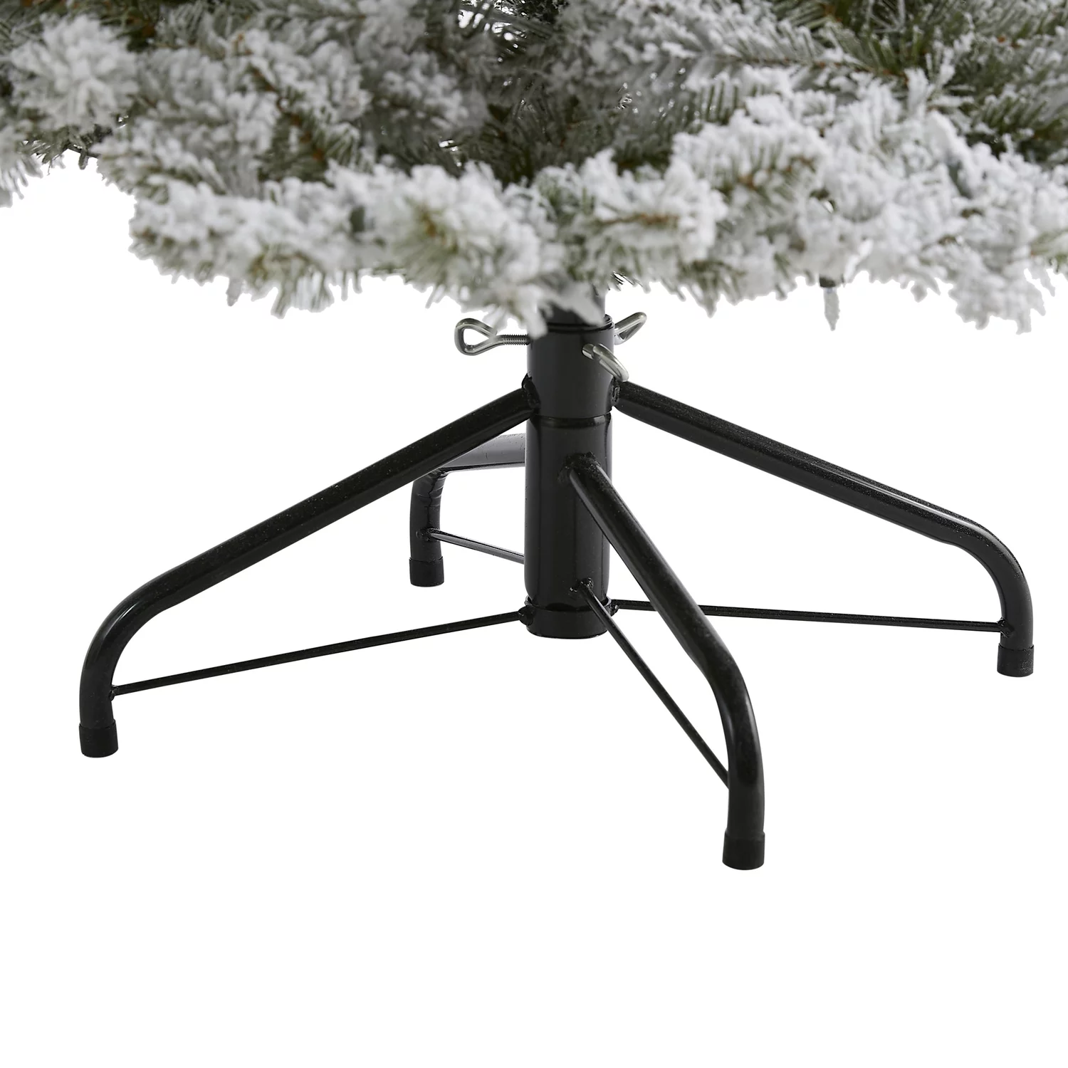 Nearly Natural 7’ Pre-Lit Flocked West Virginia Spruce Artificial Christmas Tree, Clear LED Lights