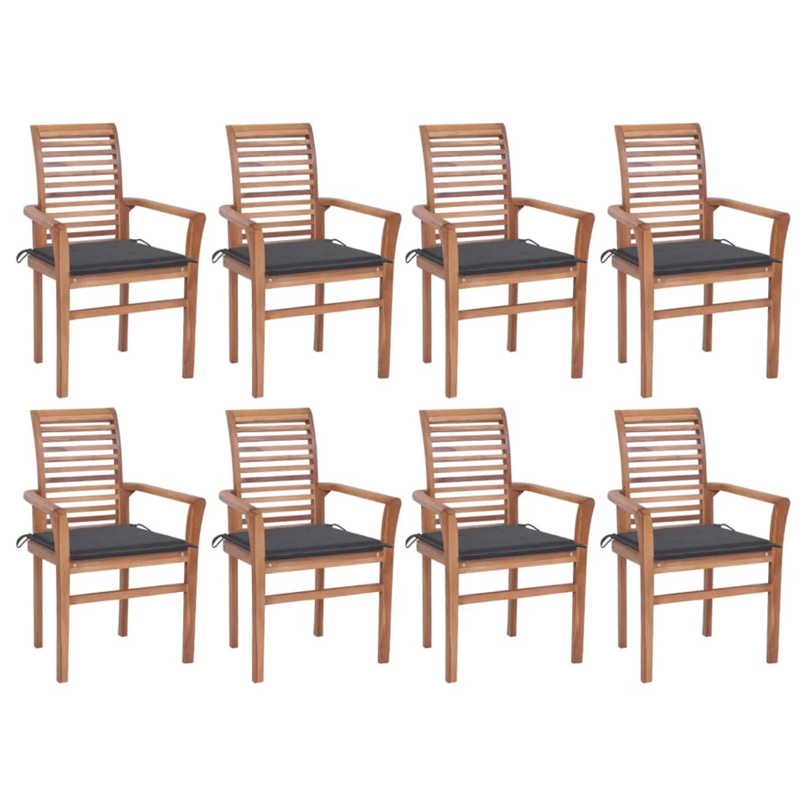 Suzicca Dining Chairs 8 pcs with Anthracite Cushions Solid Teak Wood
