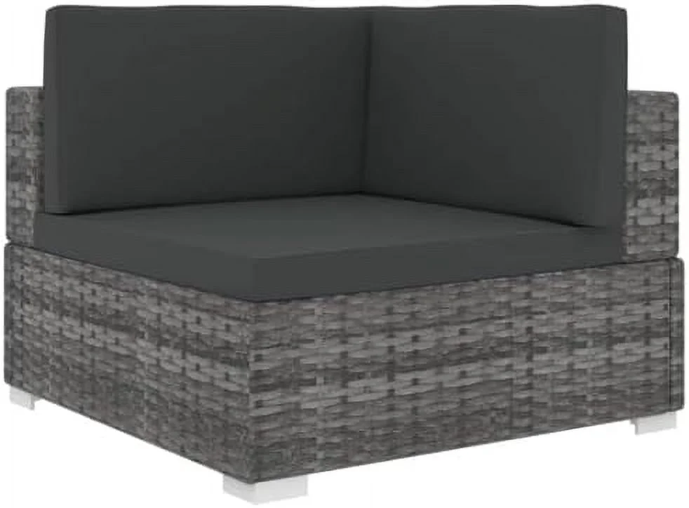 DIKTESSE Gray Poly Rattan Sectional Corner Chair with Cushions - Weather Resistant  Modular & Light-Weight Design  Perfect for Outdoor Garden and Patio