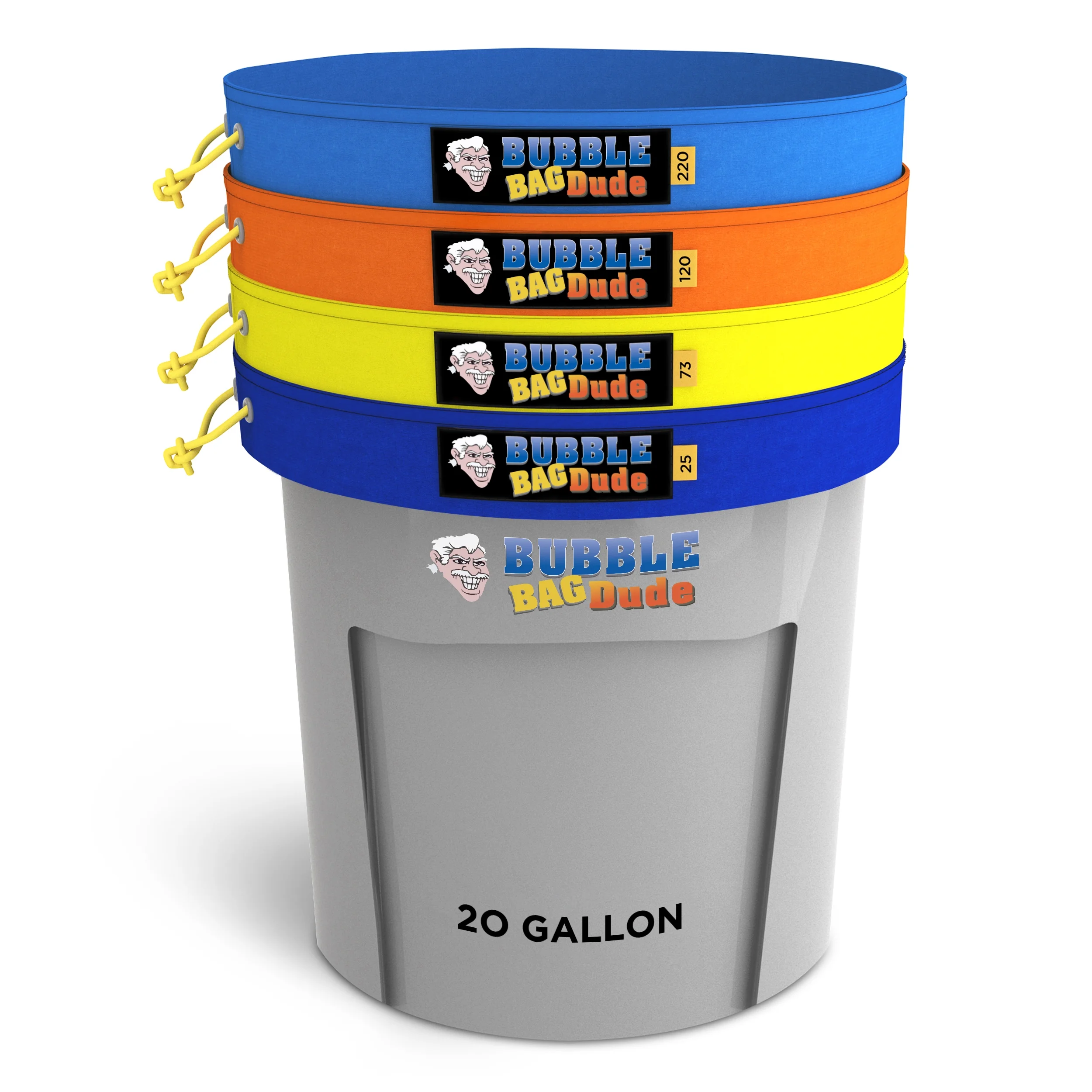 BUBBLEBAGDUDE Bubble Bags 20 Gallon 4 Bags Set - Herbal Ice Bubble Bag Essence Extractor Kit - Plant & Herb Extraction Bubble Bags with 10 x 10” Pressing Screen & Storage Bag (220 to 25-Micron Bags)