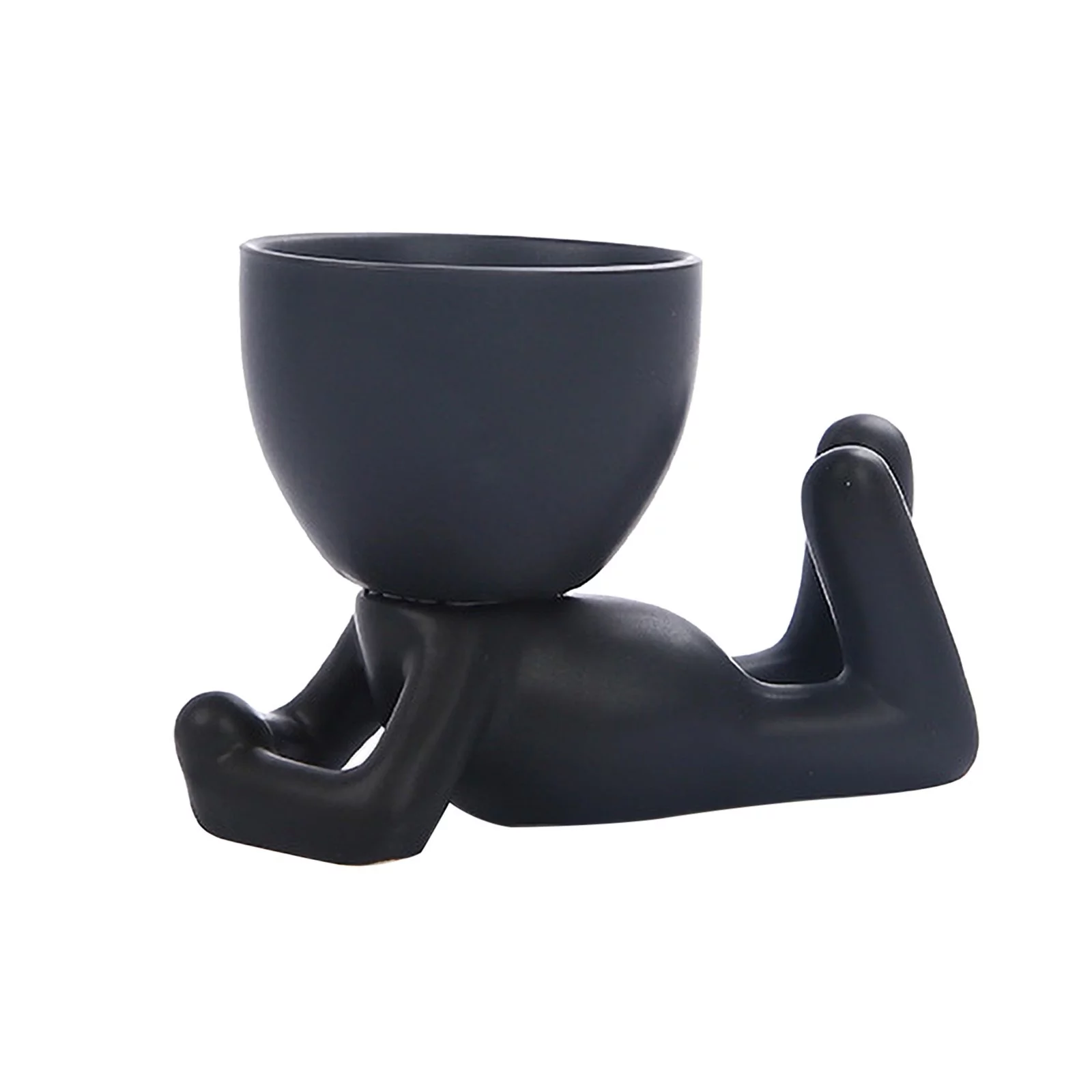 Bnnlsa Seed Disseminators Mini Bonsai Head Grass Hair Ceramic Plant Garden,Tree Doll Grass Pot