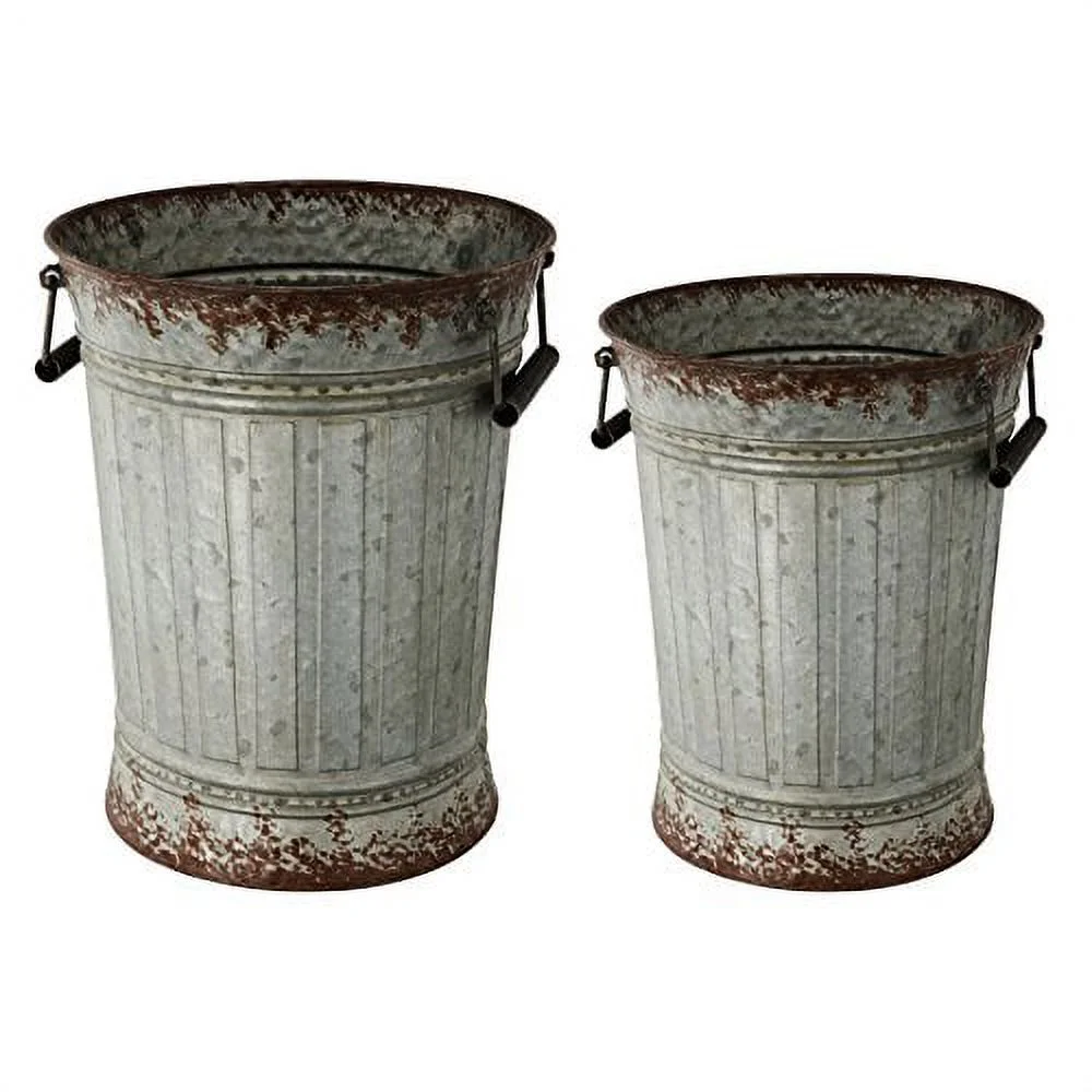 A&B Home Metal Pots - Set of 2-Color:Silver,Style:Classic Vintage