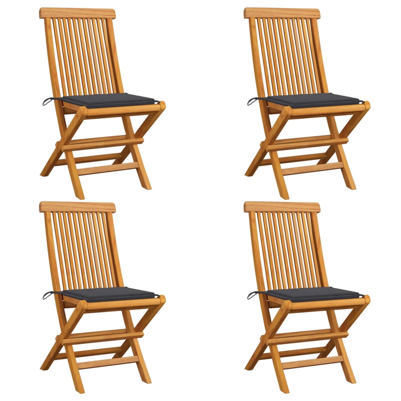Suzicca Patio Chairs with Anthracite Cushions 4 pcs Solid Teak Wood