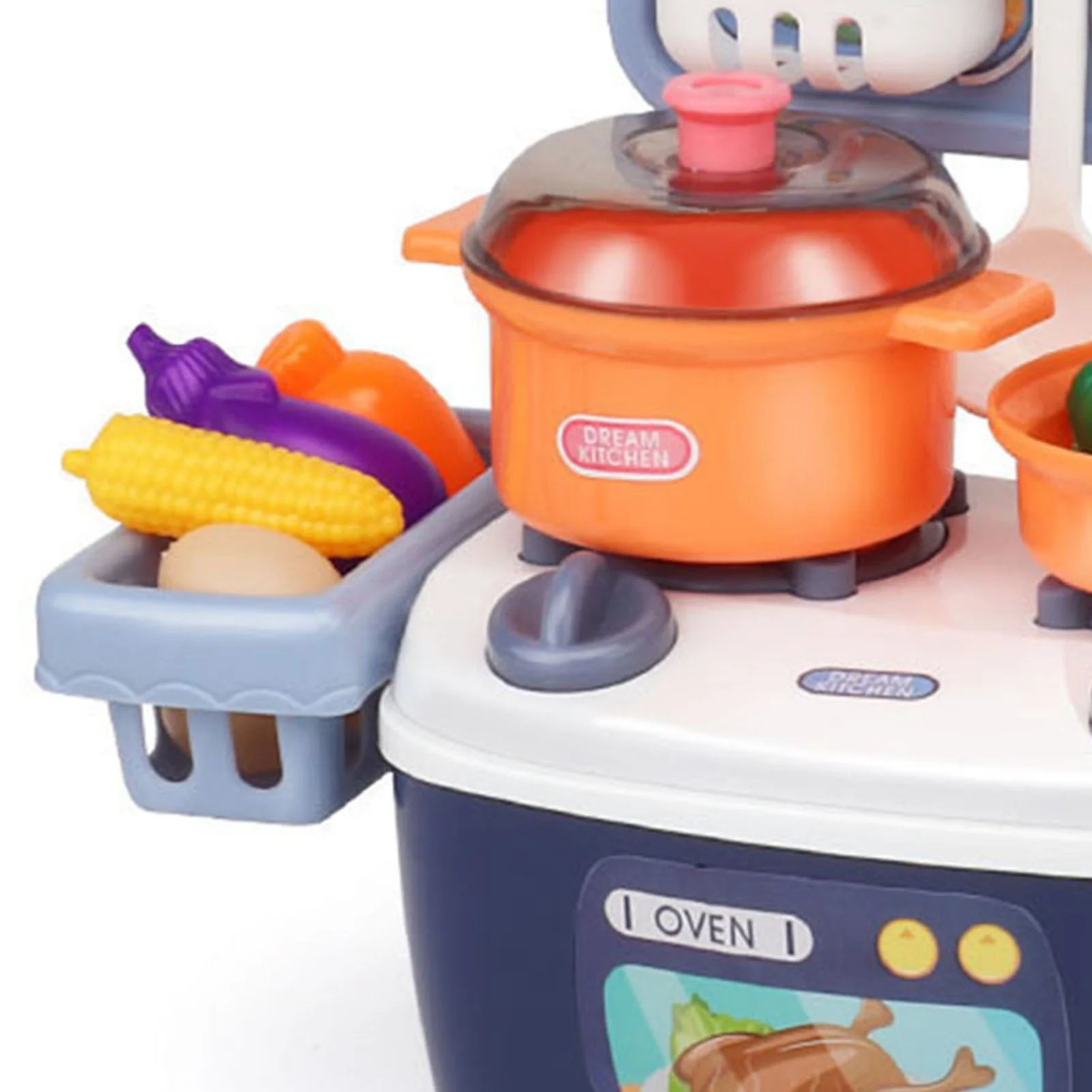 Goldmeet Children Kitchen Toys Plastic Educational Kids Cookware Playset Cooking Toys Birthday Gifts Blue