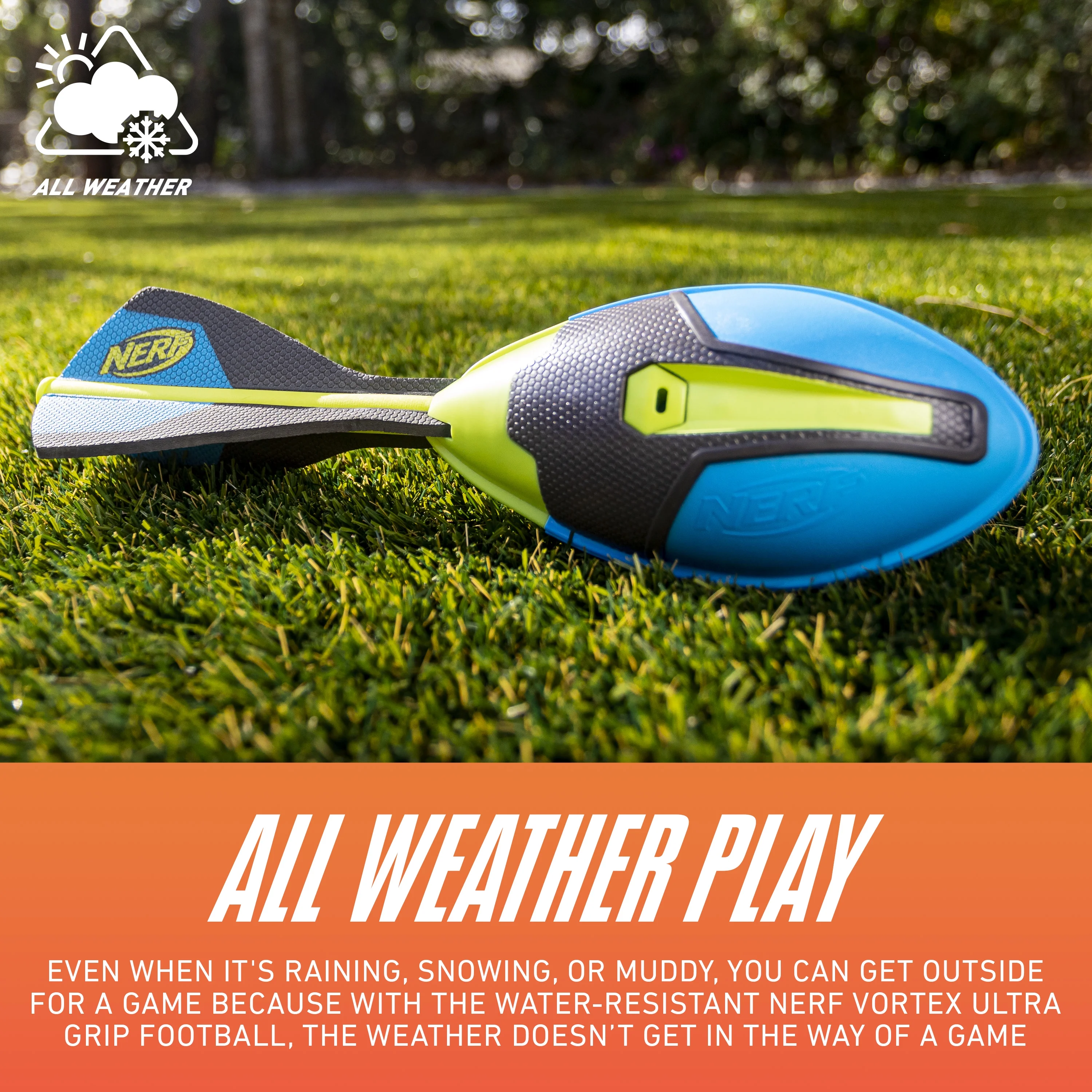 NERF Vortex Ultimate Grip Foam Football - NERF Soft Vortex Football for Long-Distance Throws - All-Weather Perfect for Pool + Beach Football - Kids Ultimate Grip Whistle Vortex Foam Ball