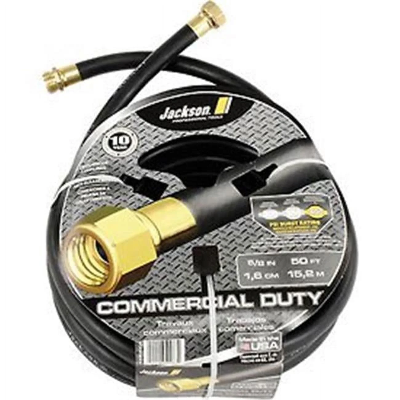 Jackson Professional Tools 0.62 in. x 50 ft. Rubber Commercial Duty Garden Hose