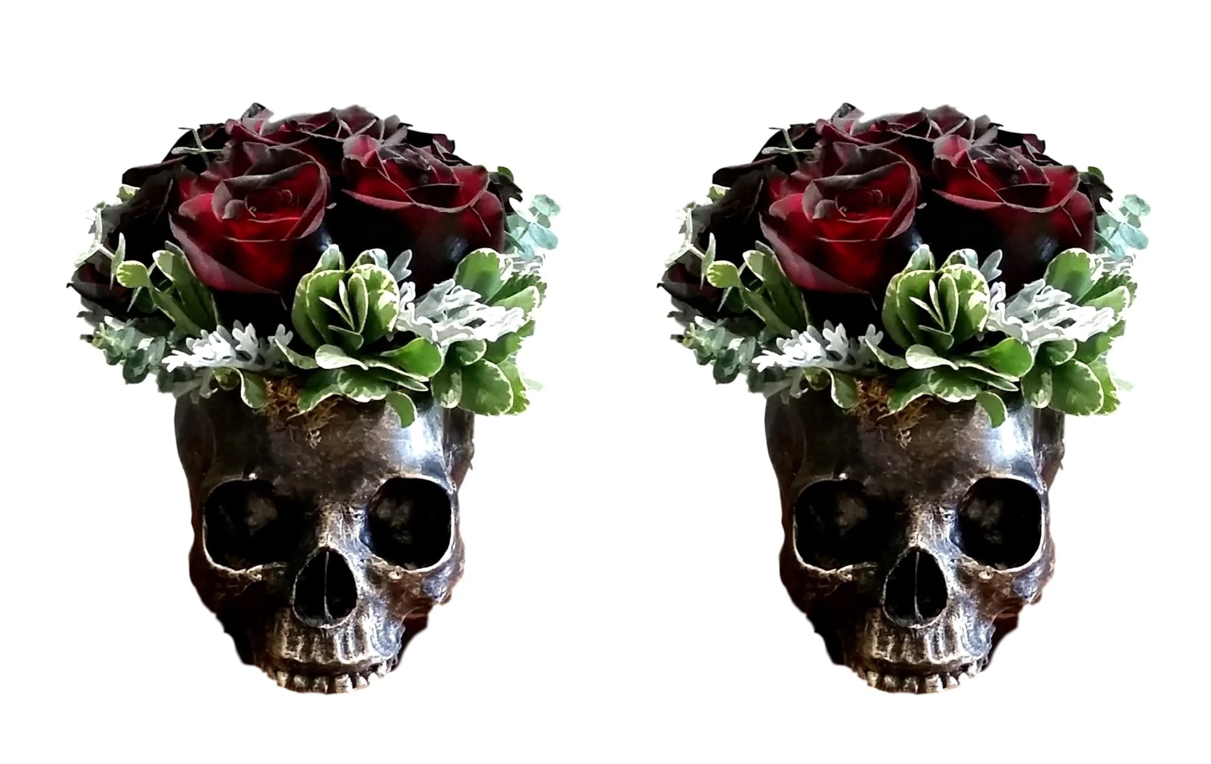 Pack Of 2 Day Of The Dead Skull Planters Bowls 7