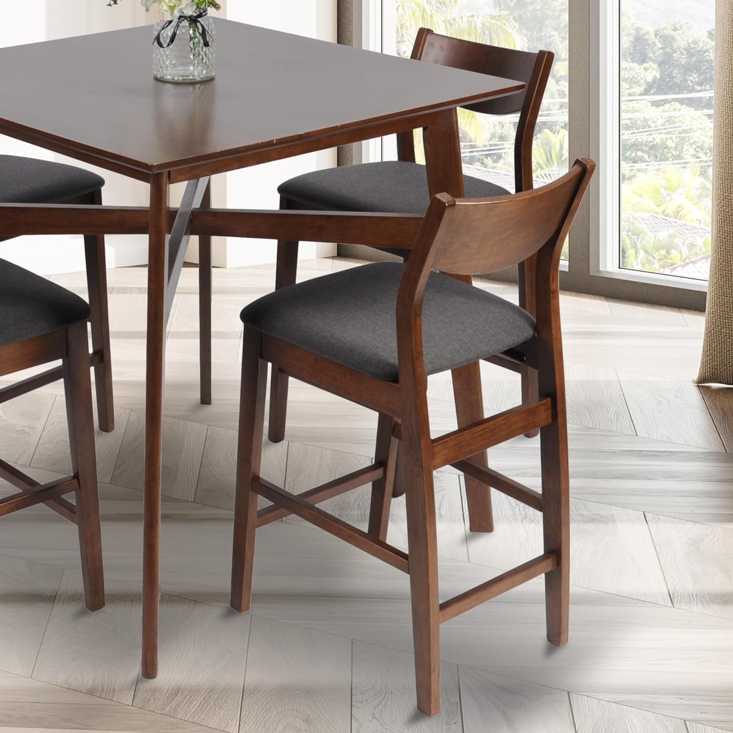 HBROLJF 24\u201D Counter Height Chairs Upholstered Dining Chair  Stools  Solid Wood Leg  Soft Cushion  Pub Height  Ergonomics Back