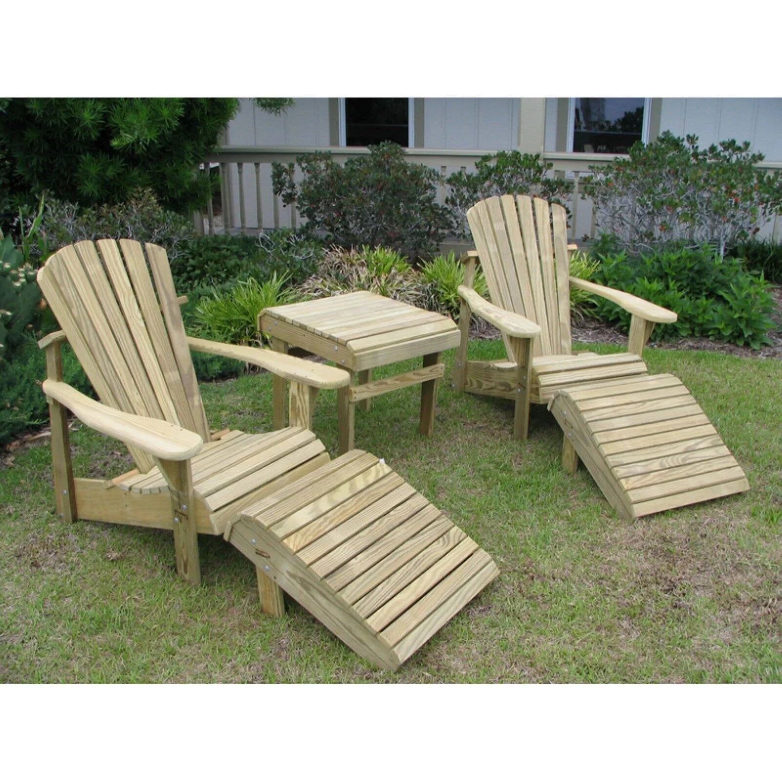 Weathercraft Patio Conversation set.  5-Piece Adirondack set and accessories. 2 - Chairs, 2 - Footrests, 1 - Side Table