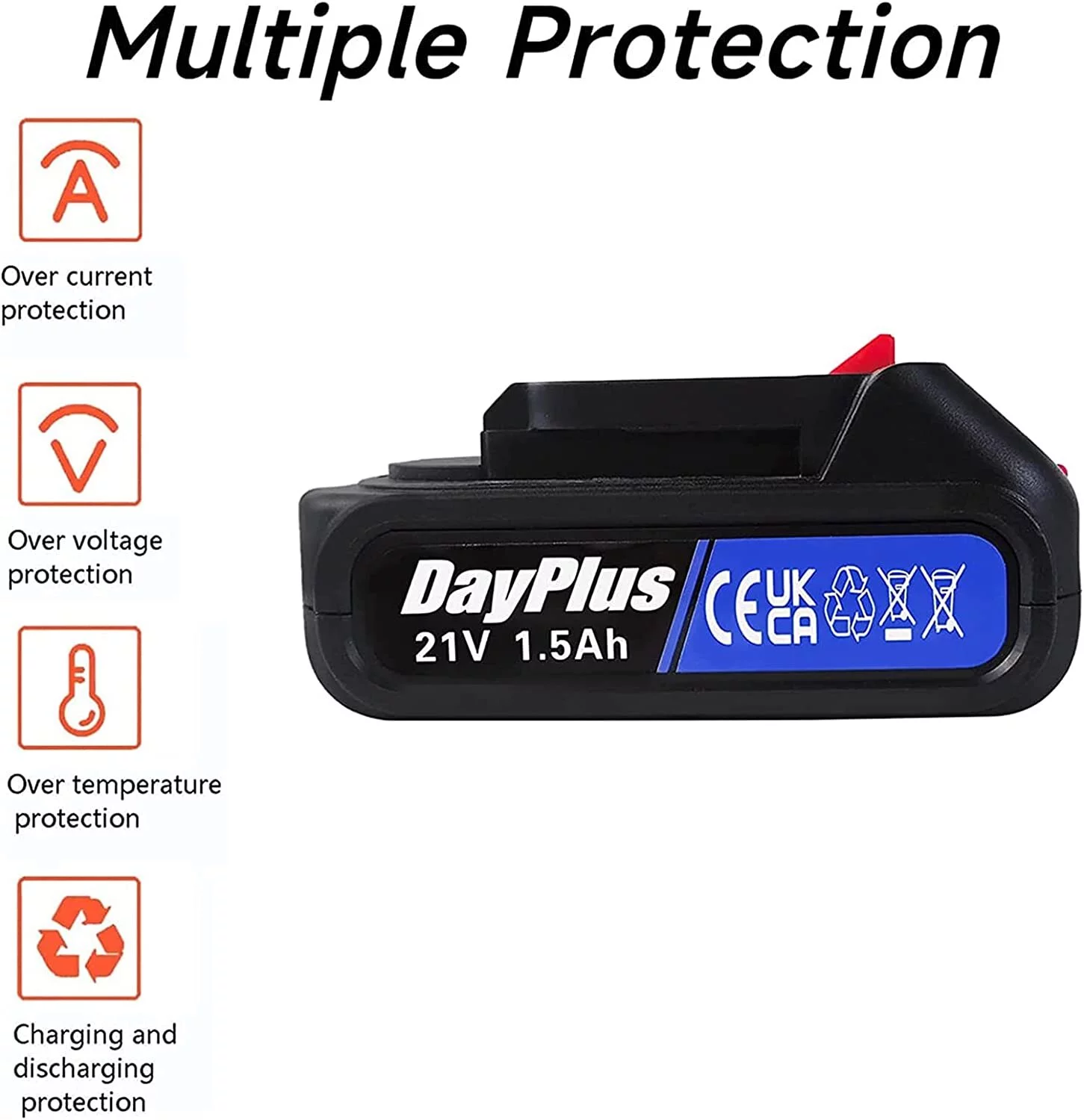 21V 1500mAh Battery for Dayplus Cordless Reciprocating Saw/Cordless Chainsaw, Electric Rechargeable Li-ion Battery (ONLY 1pcs Battery)