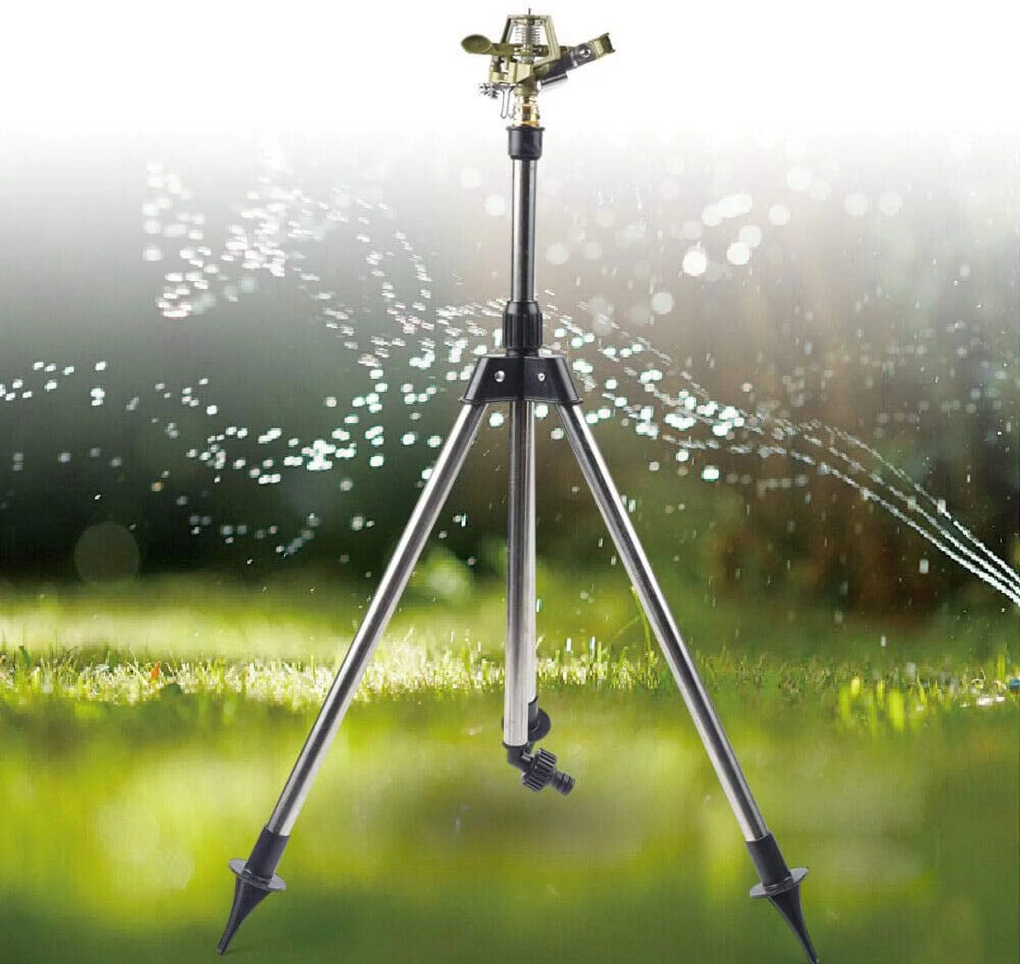 MONIPA Adjustable Irrigation Tripod Stand Stainless Triangular Bracket 360° Rotating Agriculture Farm Sprinkler Bracket Green Lawn Garden Plant Nozzle Watering Tool