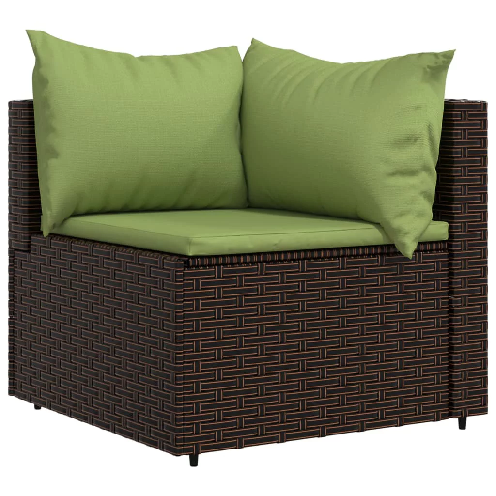 Irfora Patio Corner Sofa with Cushions Brown Poly Rattan