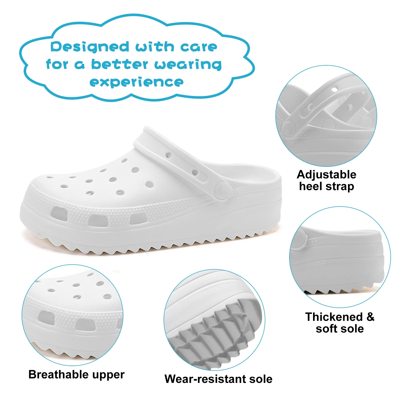 Cyiecw Gardener Platform Clogs Beach Sandals Slippers for Women Slip on Garden Shoes