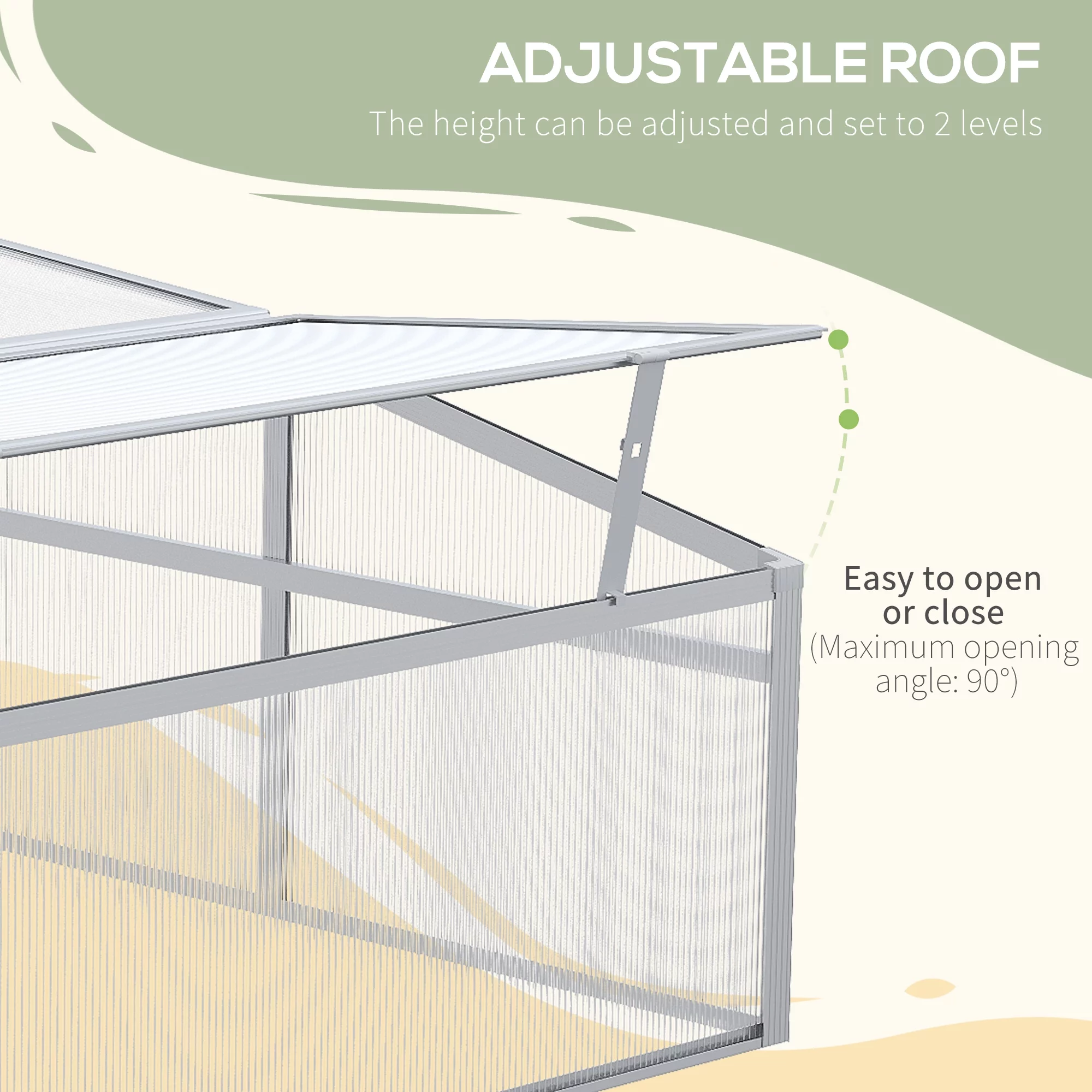 Outsunny Aluminum Alloy Cold Frame W/ Adjustable Roof, Polycarbonate Panels