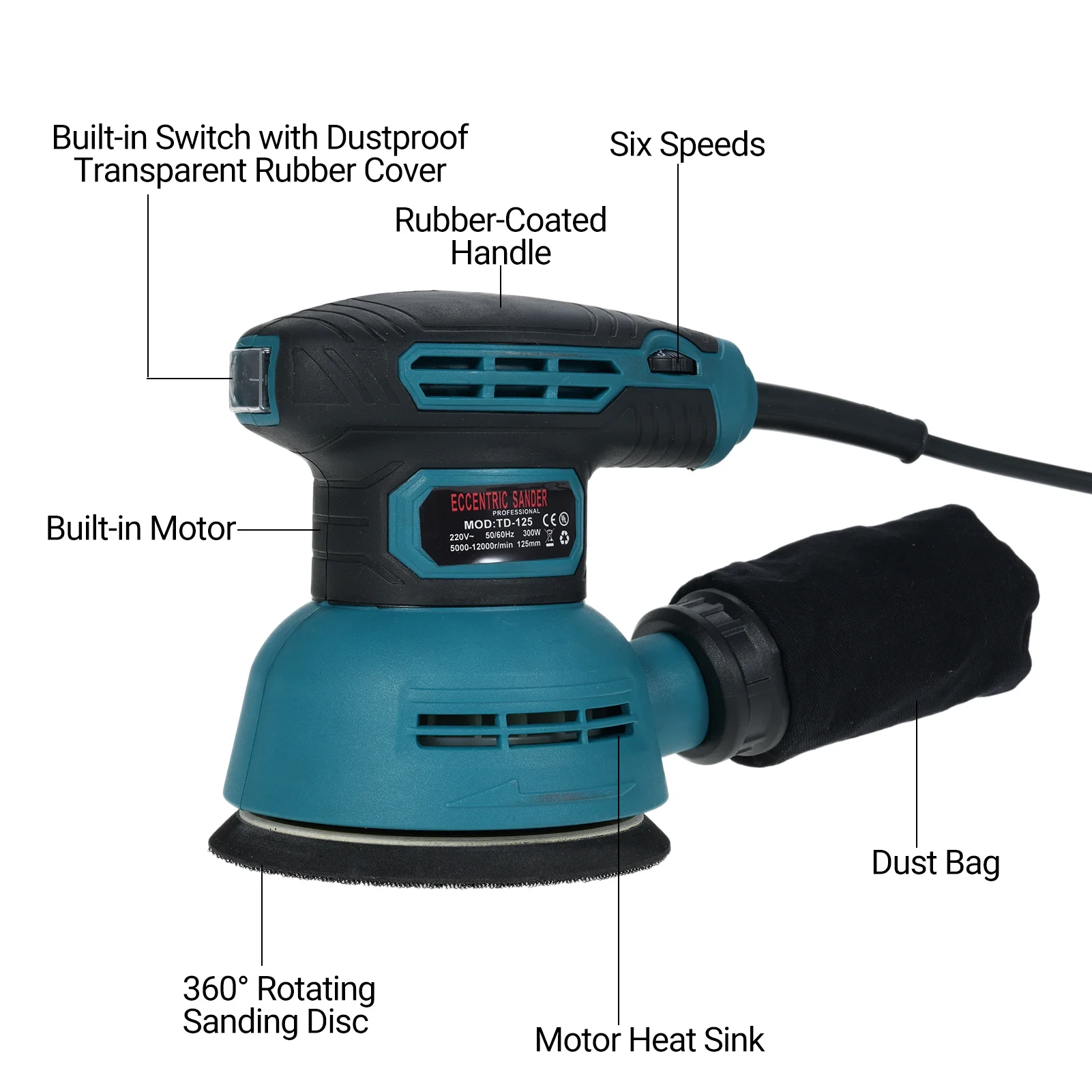moobody 5 Inch Random Orbital Sander with High Performance Dust Collection System
