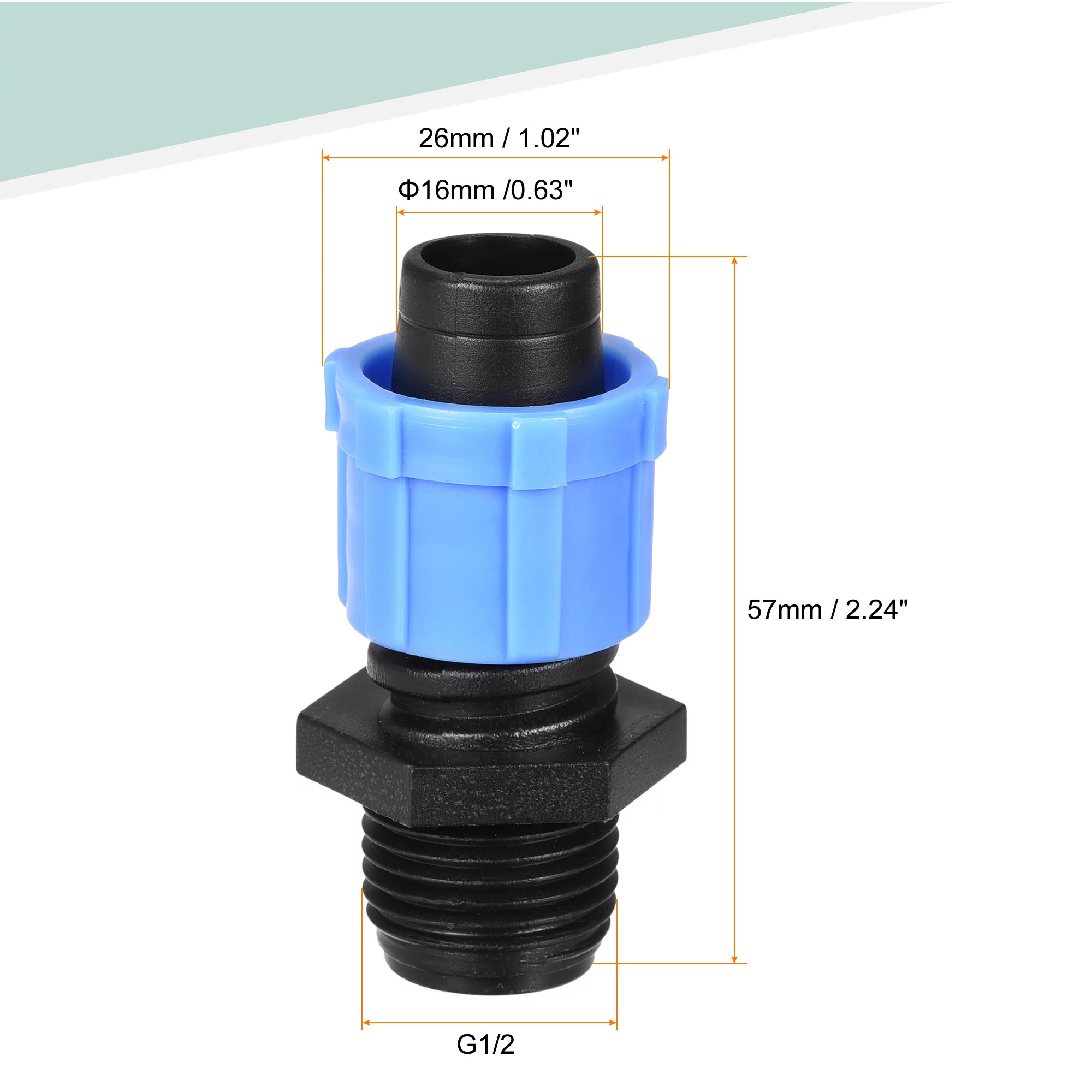 Uxcell Drip Irrigation Coupling G1/2 Male 16mm Barbed Locking Fitting Blue 10 Pack