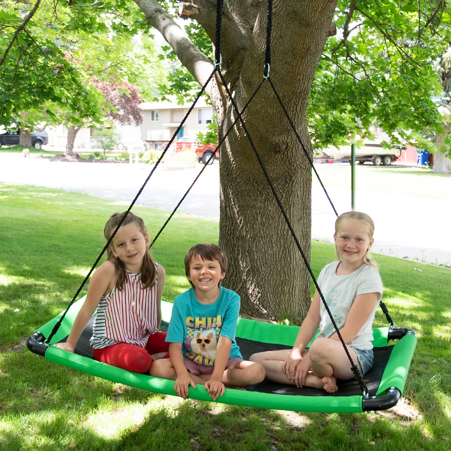JumpTastic 60in Tree Swing Platform for Kids, Thicken Steel Tube Giant Curved Swing for Swing Set or Tree