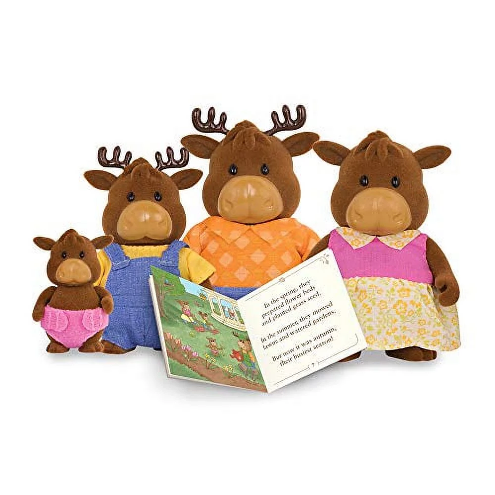 Lil Woodzeez Moose Family Set Vanderhoof Moose With Storybook 5Pc Toy Set With Miniature Animal Figurines Family Toys And Books For Kids Age 3