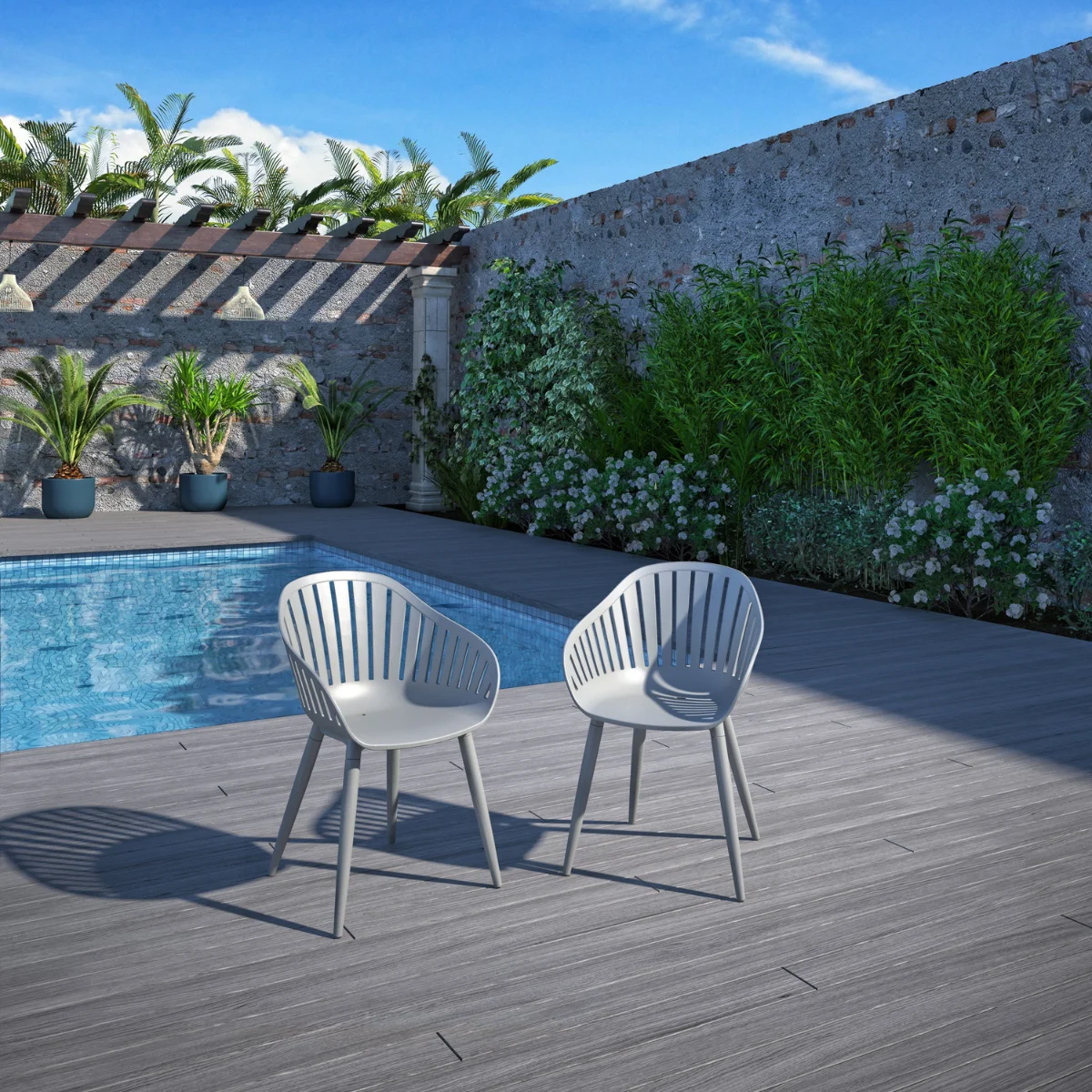 Amazonia Assen 2-Piece Chair Set | Aluminium Legs | Ideal for Outdoors and Indoors, Gray