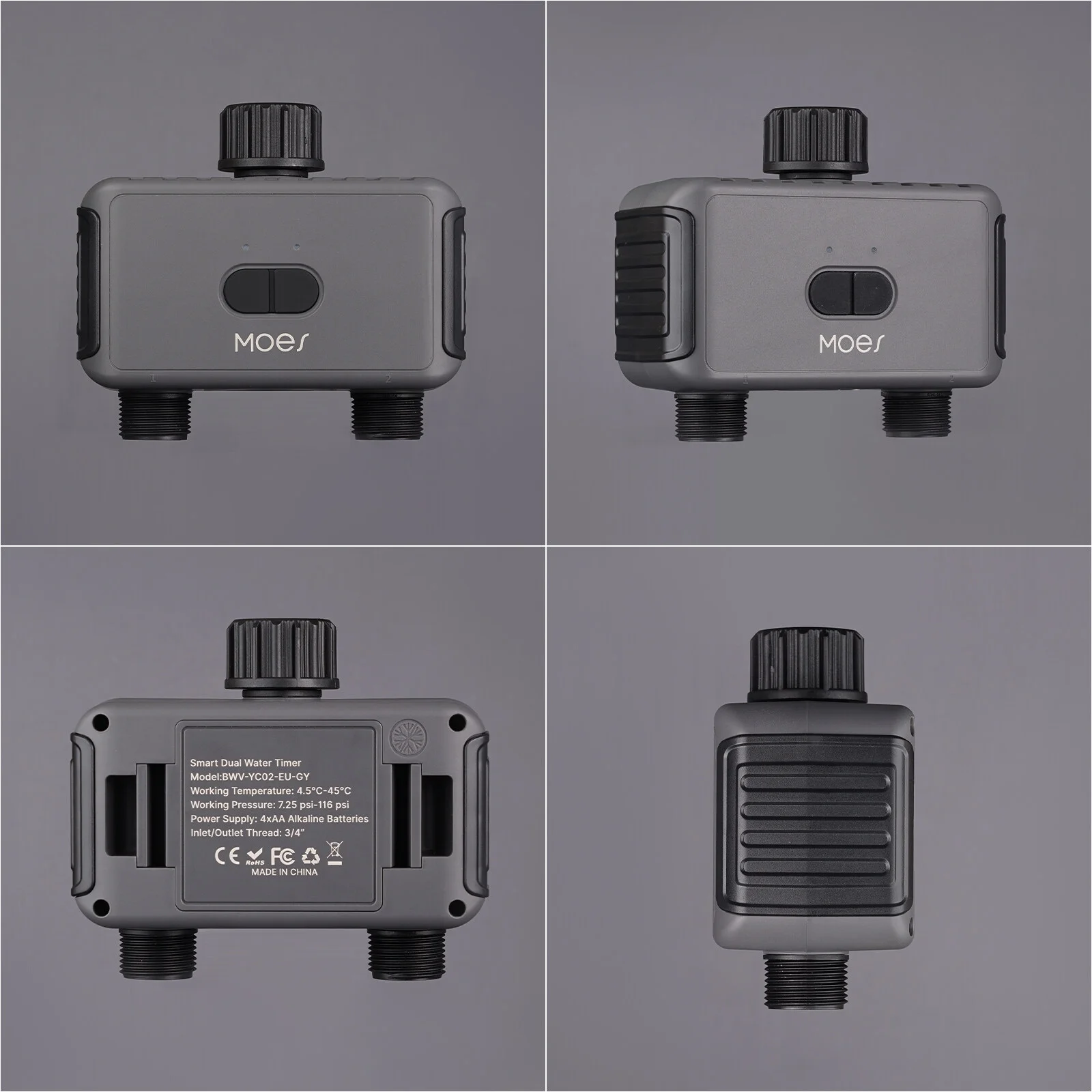 Tuya Bluetooth Irrigation Water Valve Smart Home Garden 2 Way Irrigation Water Valve app Remote Sprinkler Dual Outlet Irrigation Valve Timer Ships Without Battery