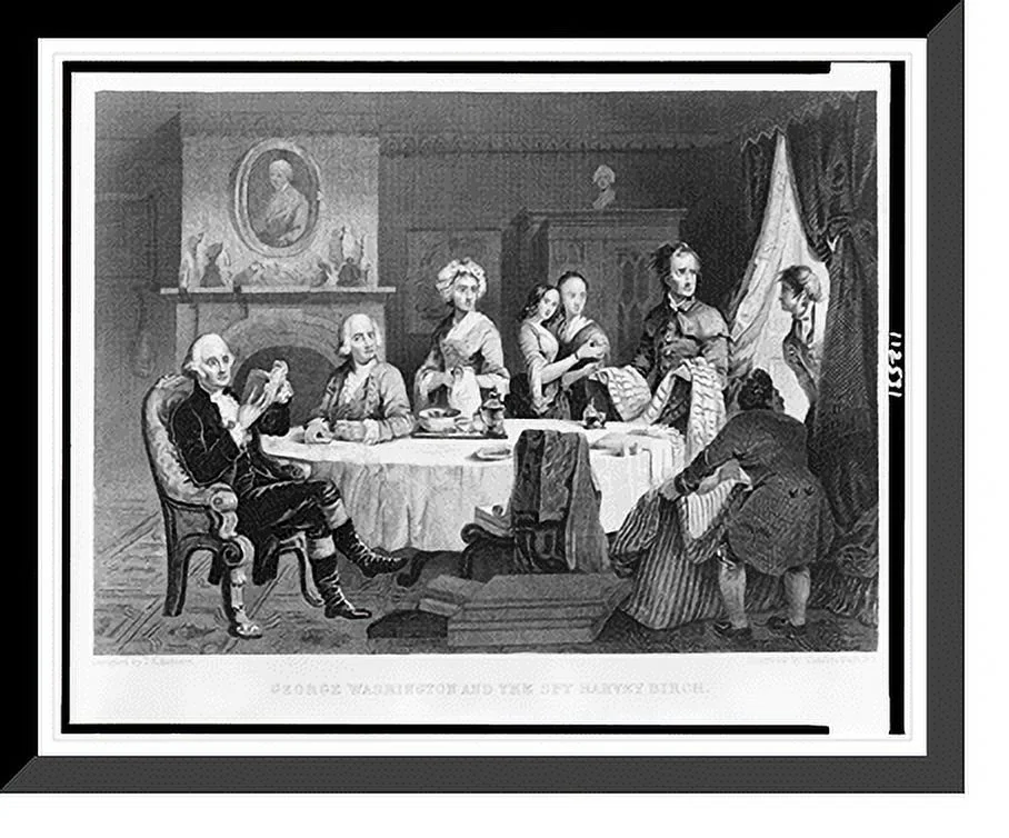 Historic Framed Print, George Washington and the spy Harvey Birch.designed by T.H. Matteson ; engraved by Charles Burt, N.Y., 17-7/8