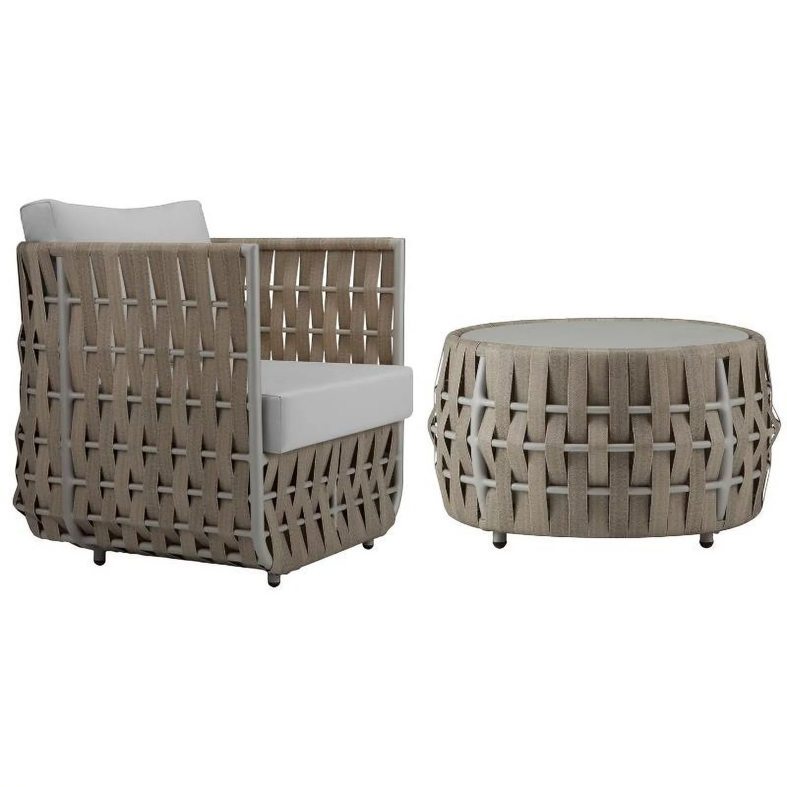 Home Square 2-Piece Set with Outdoor Chair and Patio Coffee Table in Gray