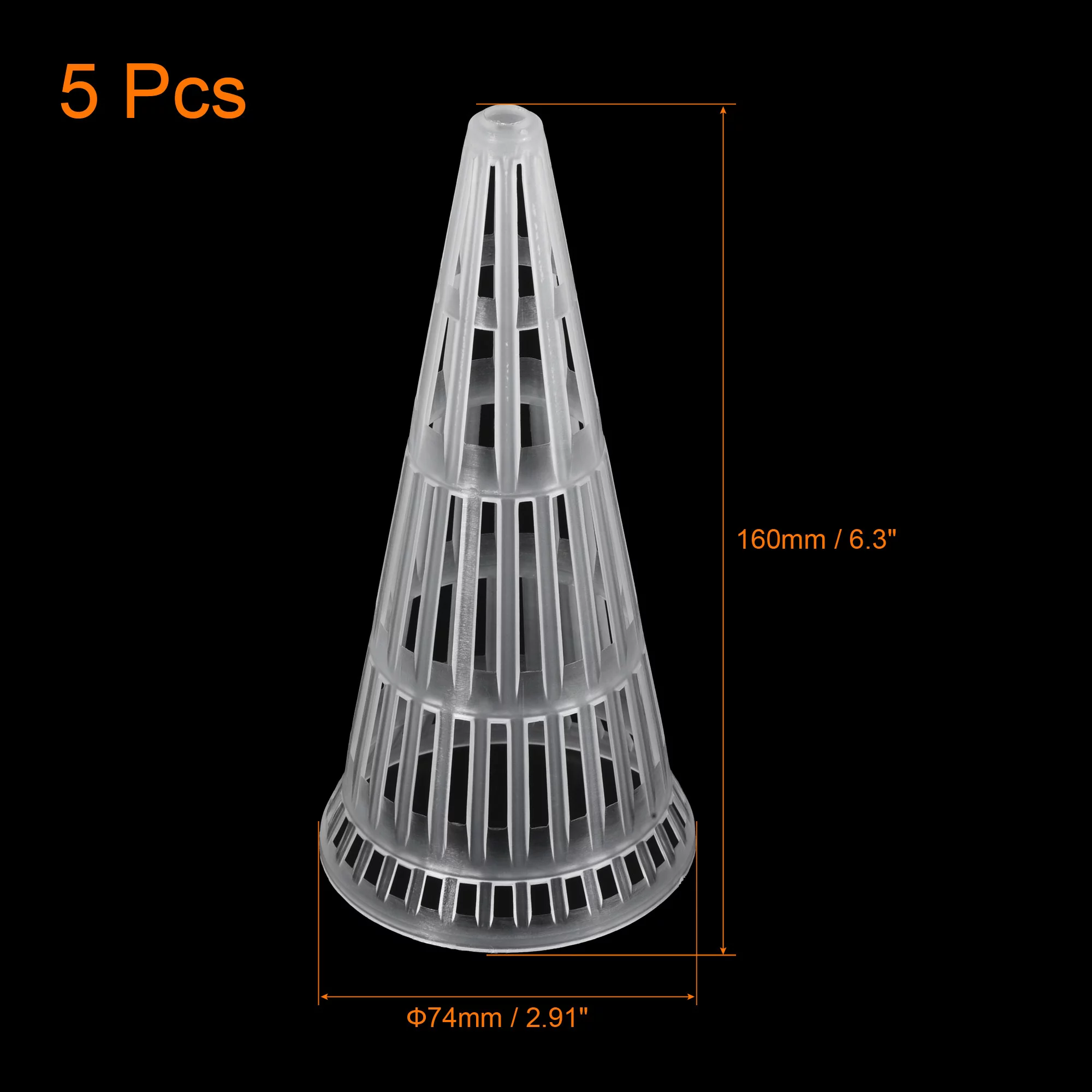 Uxcell Plastic Flower Pot Hole Mesh Pad Cone Shape Plants Bottom Grid Drainage Screen 160mm Height, Clear Pack of 5