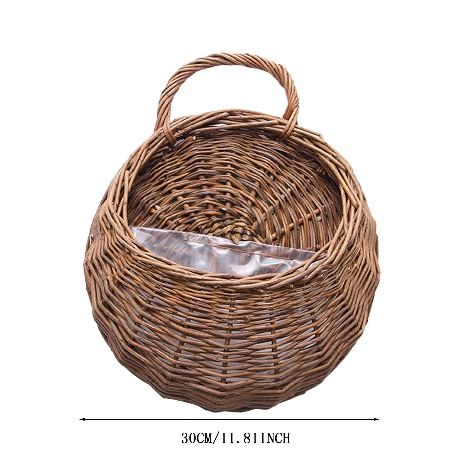 QNFEPKG Rattan Wicker Hanging Flower Pot Half Round Rattan Planter Hanging Planter With Removable An Integral Handle Wall Storage Basket