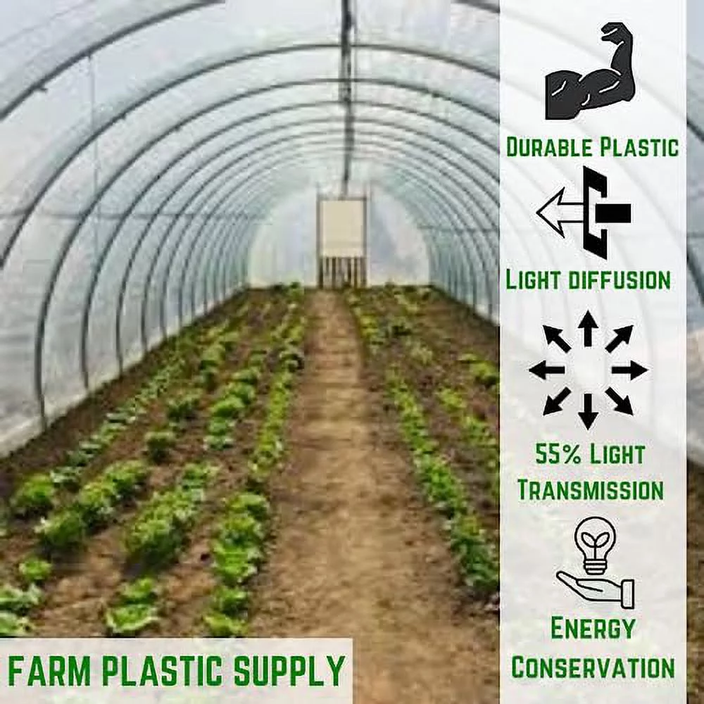 6 Mil White Plastic Sheeting  Overwintering Film, 6 Mil White Plastic Film, Greenhouse Plastic, Durable Plastic Sheeting (16' X 25')