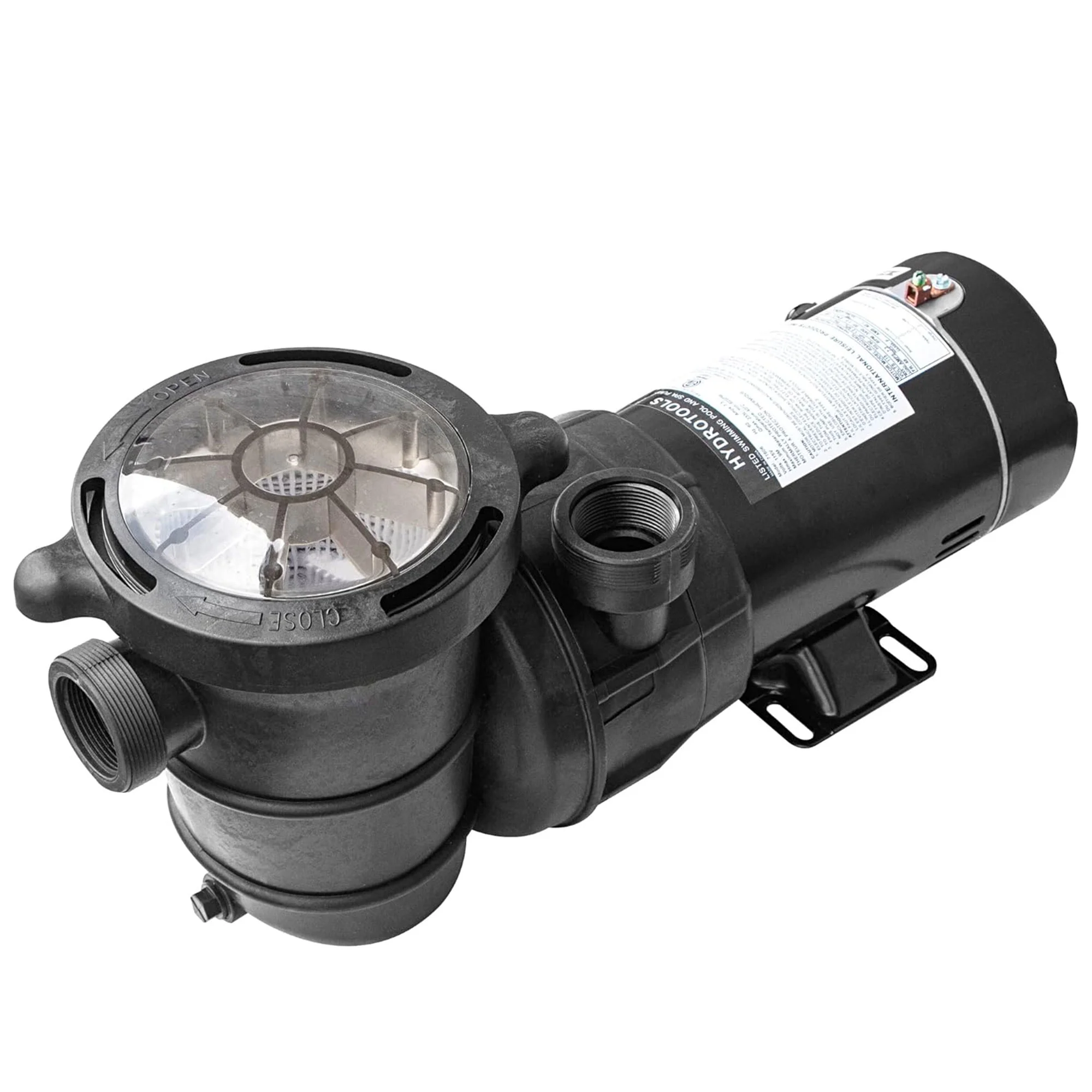 HYDROTOOLS By SWIMLINE 722061 Hydro-Flo 1.5 HP (1.2 THP) 4980 GPH ABOVE GROUND Powerful Pool Pump 1 Speed Extra Large Strainer Basket Vertical Discharge 115V Energy Saving Silent Noise DOE Certified