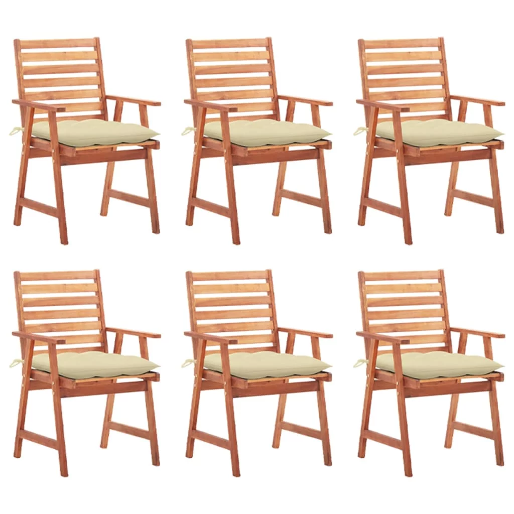 Anself Patio Dining Chairs 6 pcs with Cushions Solid Acacia Wood