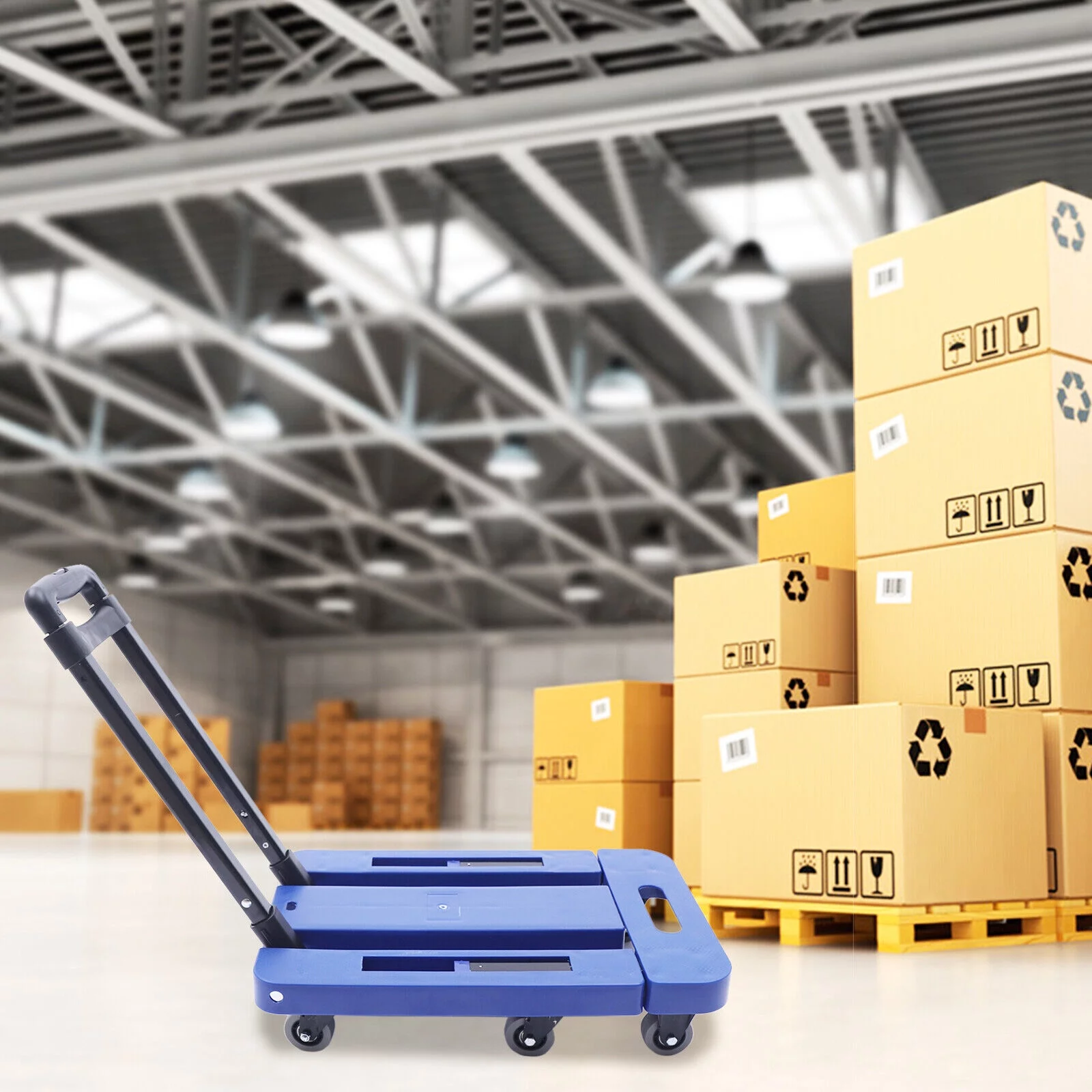 SHZICMY 220Lb Cart Folding Truck Hand Collapsible Push Pull Trolley Luggage Blue