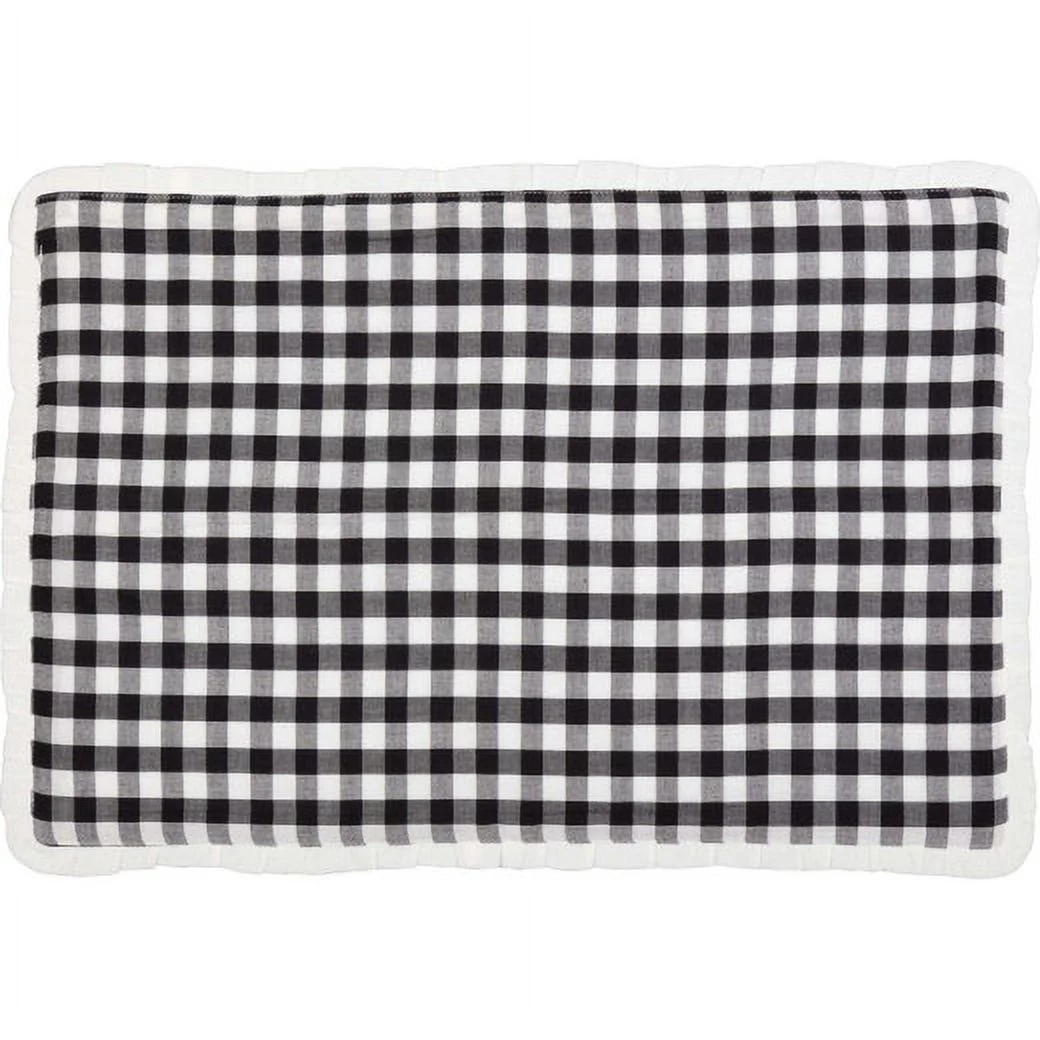 Ashton & Willow Farmhouse Black Seasonal Decor Emmie Cotton Check Rectangle Placemat Set of 6