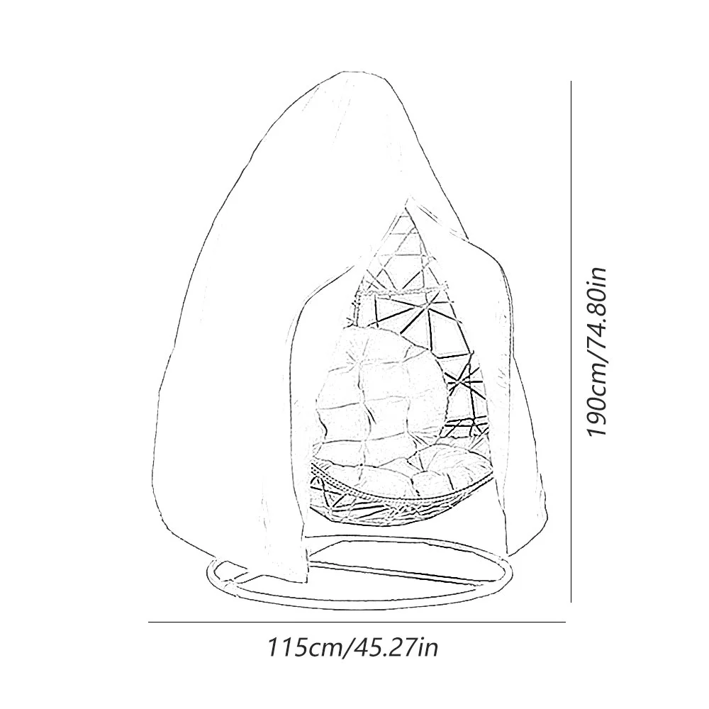 ODOMY Patio Hanging Egg Chair Cover Outdoor Rattan Wicker Swing Chair Waterproof Anti-dust Garden Furniture Cover with Zipper