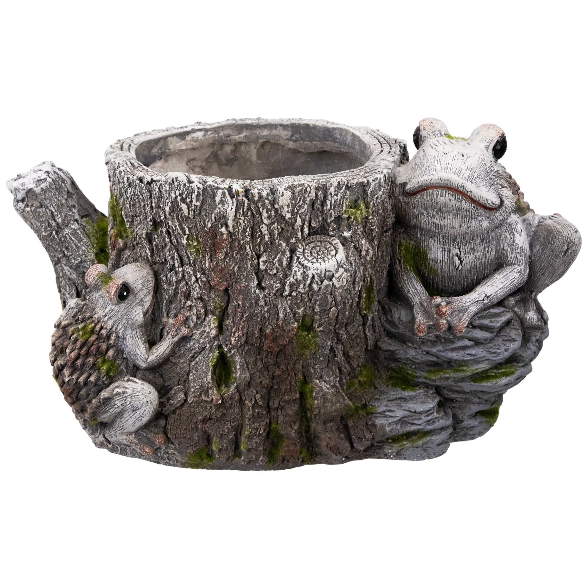 Frogs on Tree Stump Outdoor Garden Planter - 9