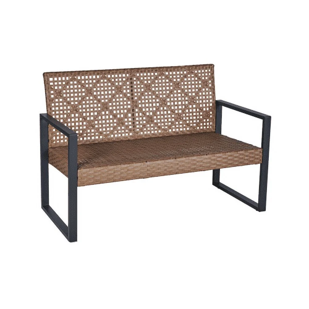 Zoeye 4-Piece Metal Frame Wicker Home Brown Patio Furniture Set