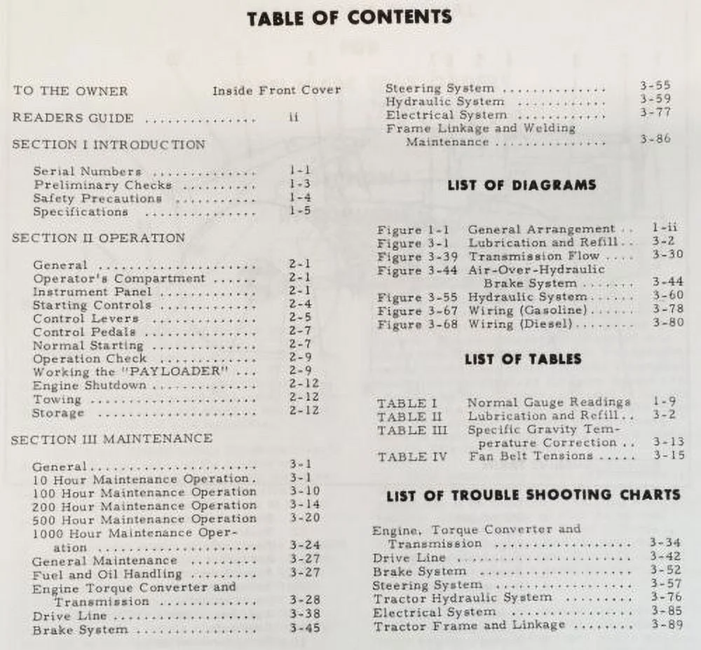 International & Hough H-50c Payloader Tractor-Shovel Operators Manual Owners 4wd