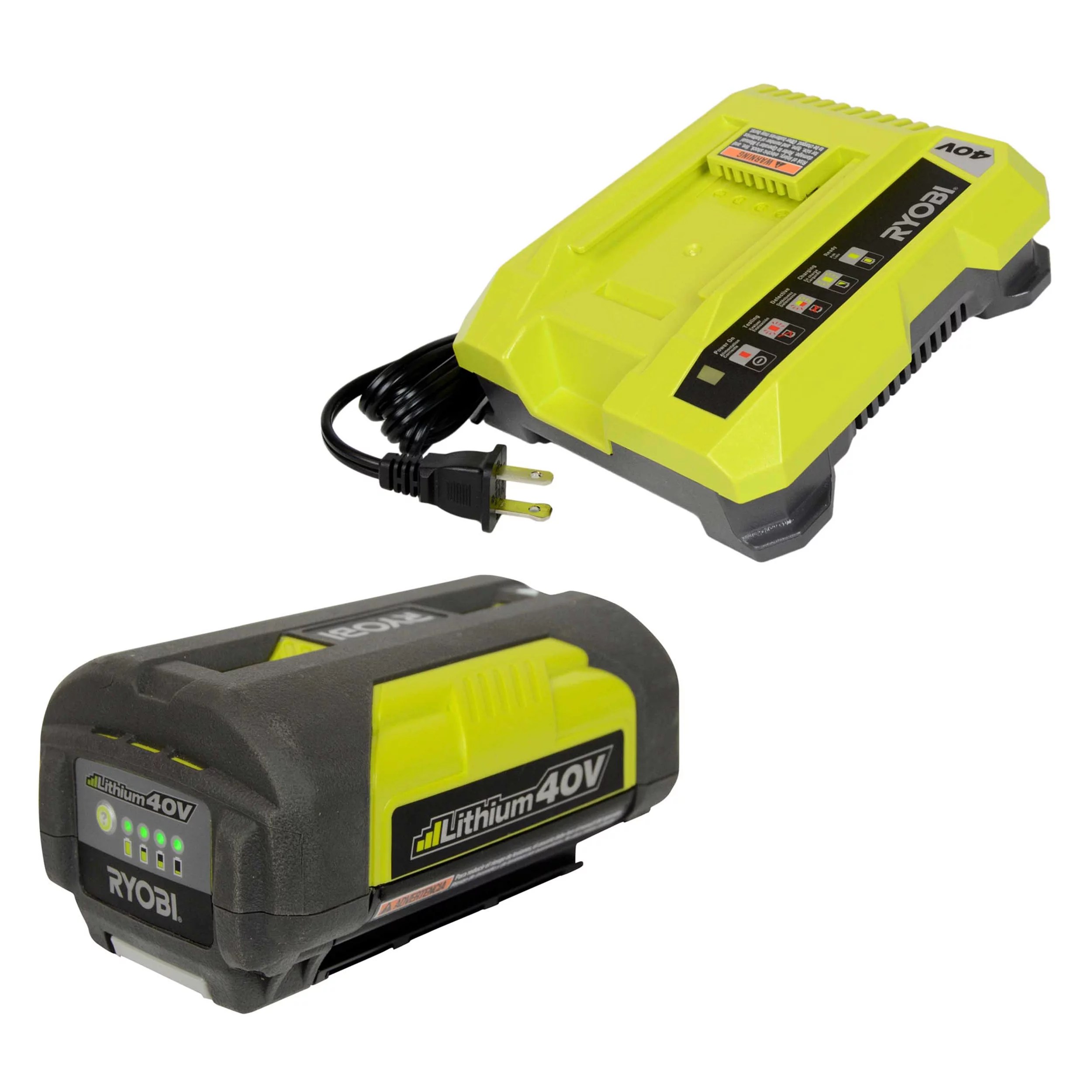 Ryobi Tools OP401 40V Lithium-Ion Battery Charger & One OP4026 40V Battery