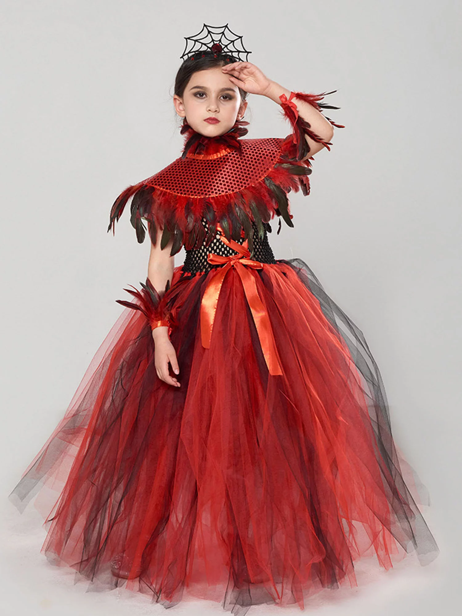 Pudcoco Halloween Costumes for Girls Vampire Costume, Gothic Medieval Queen Dress Set for Role Play