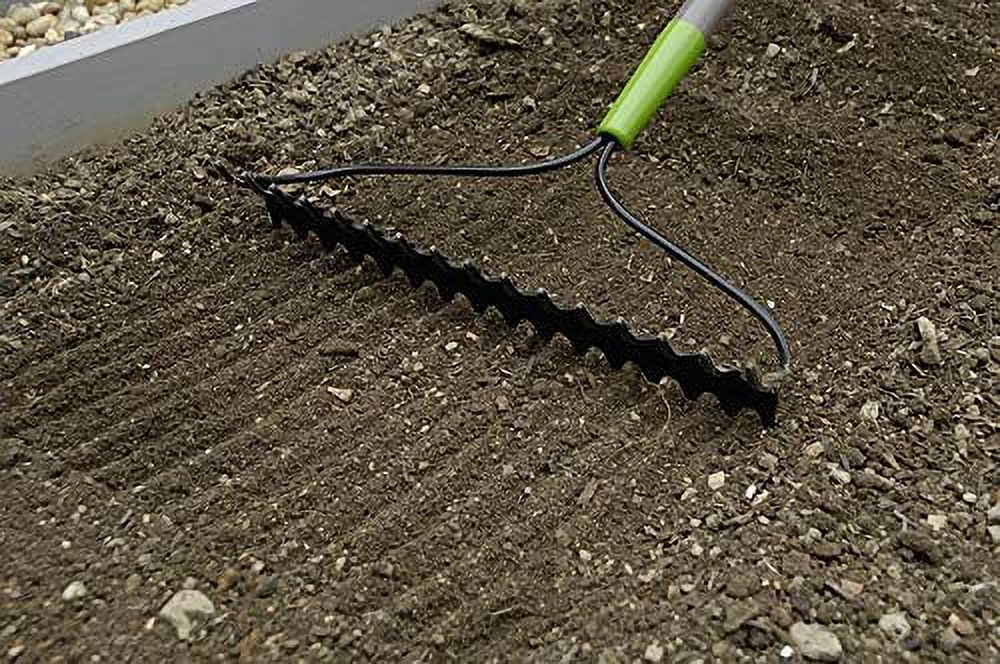 28252100 16-Tine Steel Double Play Bow Rake With Fiberglass Handle, 64-Inch