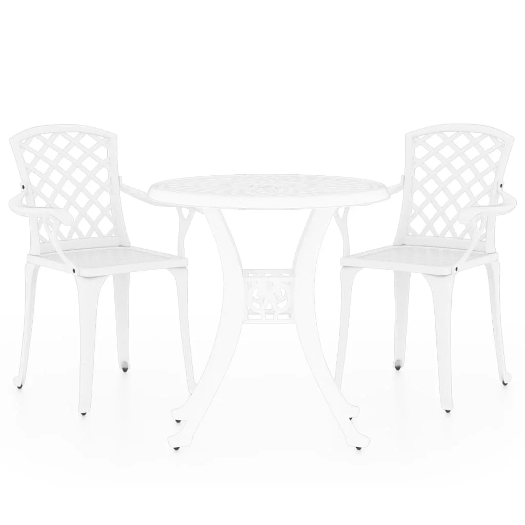 Tomshoo 3 Piece Bistro Set Cast Aluminum White