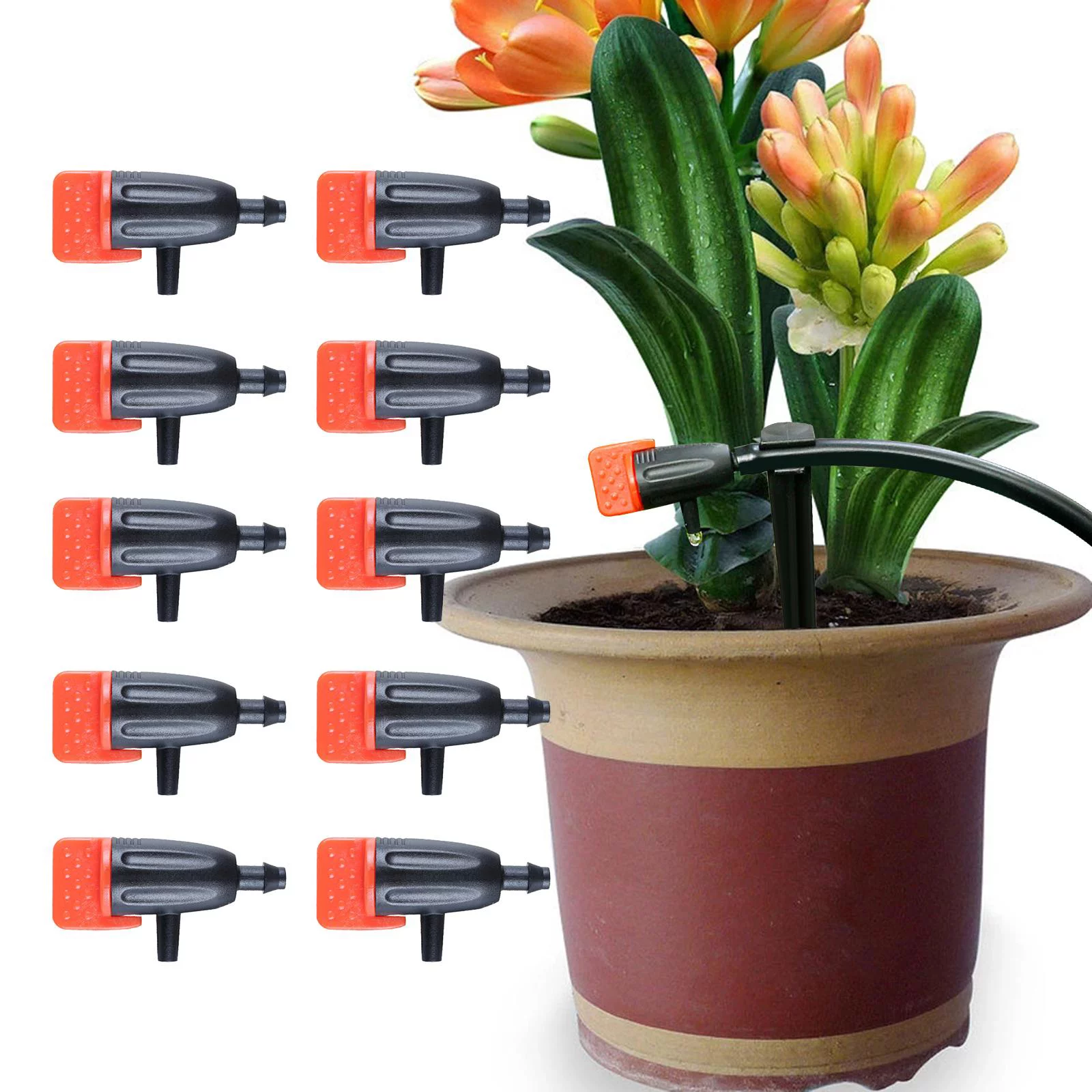 10x Irrigation Dripper Drips Emitters Adjustable Lawn Watering System Connecter 1/4'' Sprinklers Gardens Farm Micro Drips Dripper Sprinklers